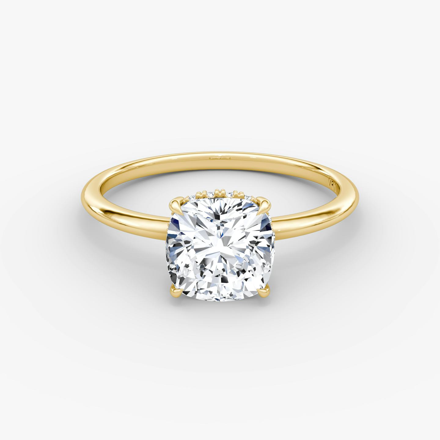 The Signature | Pavé Cushion | 18k | 18k Yellow Gold | Band width: Standard | Band: Plain | Setting style: Hidden Halo | Diamond orientation: vertical | Carat weight: See full inventory