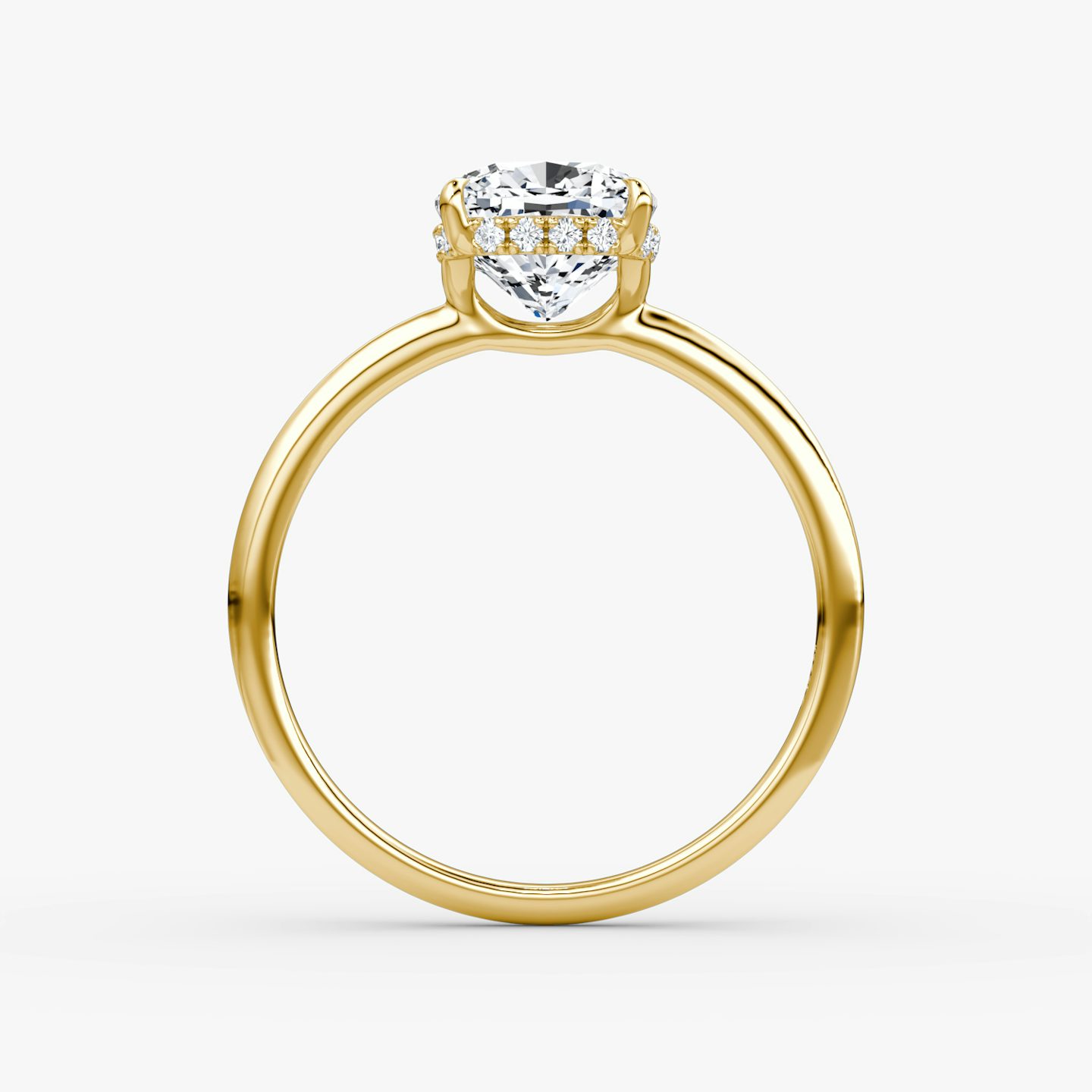 The Signature | Pavé Cushion | 18k | 18k Yellow Gold | Band width: Standard | Band: Plain | Setting style: Hidden Halo | Diamond orientation: vertical | Carat weight: See full inventory