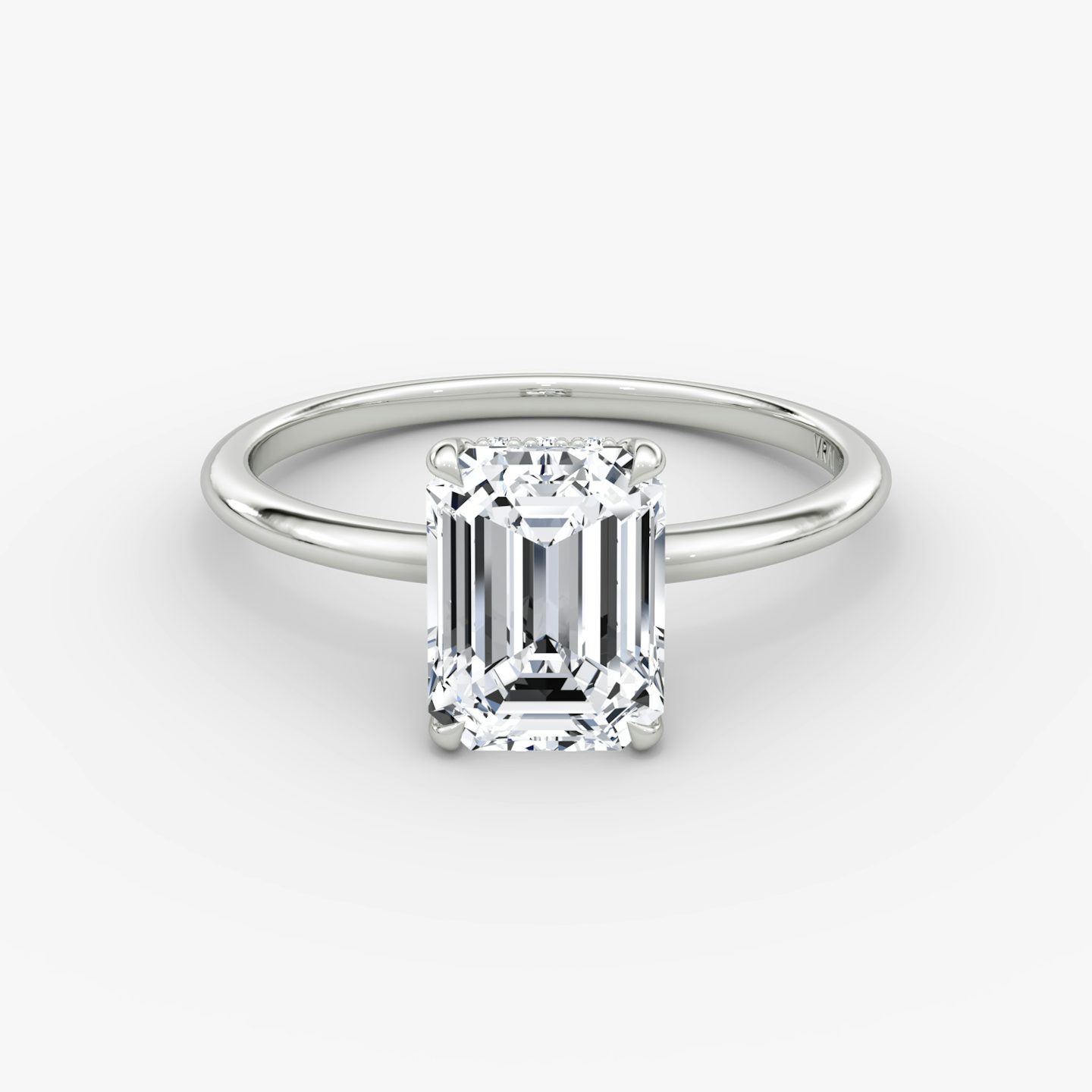 The Signature | Emerald | 18k | 18k White Gold | Band: Plain | Band width: Standard | Setting style: Hidden Halo | Diamond orientation: vertical | Carat weight: See full inventory