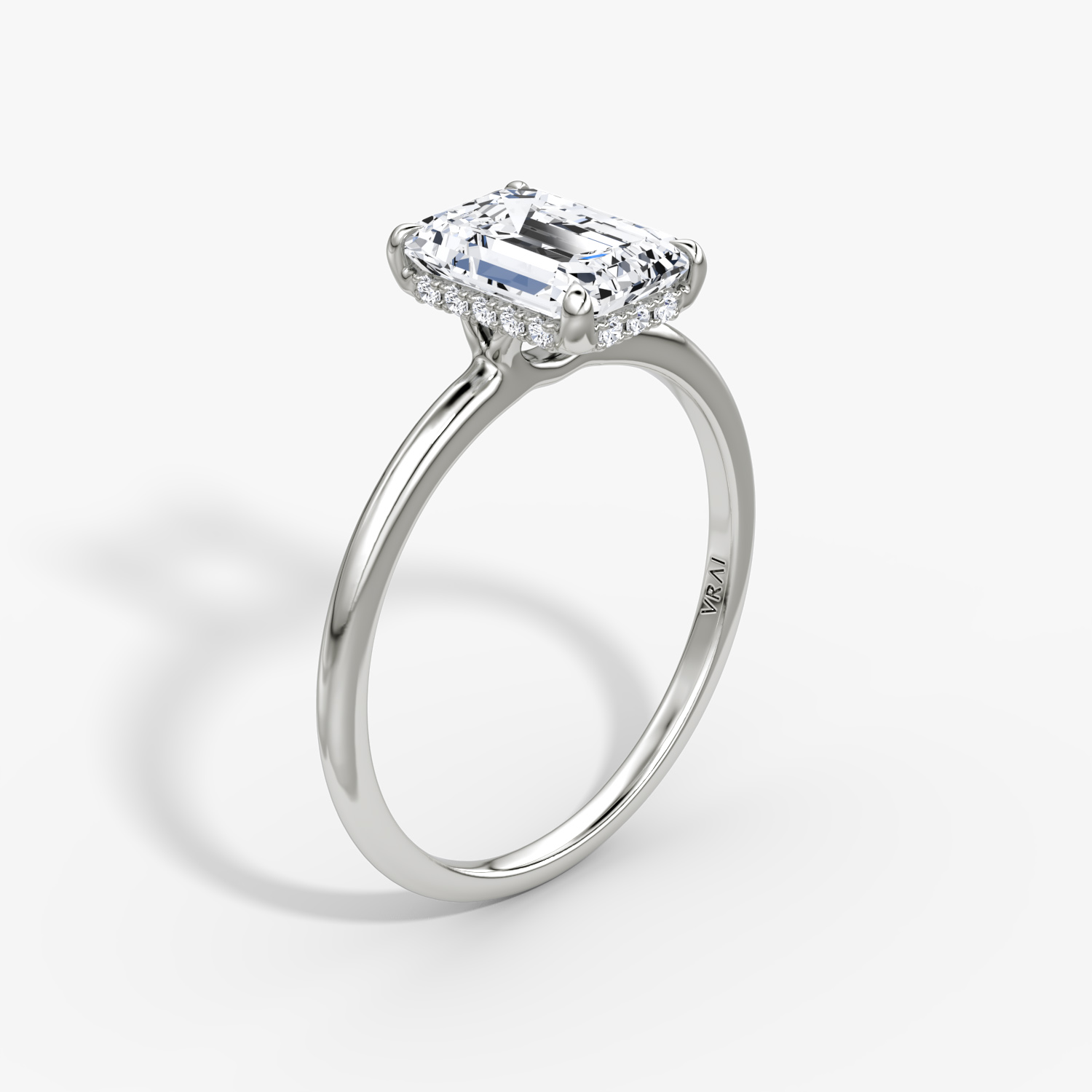 The Signature Emerald Engagement Ring in Platinum with Standard Plain Band | VRAI