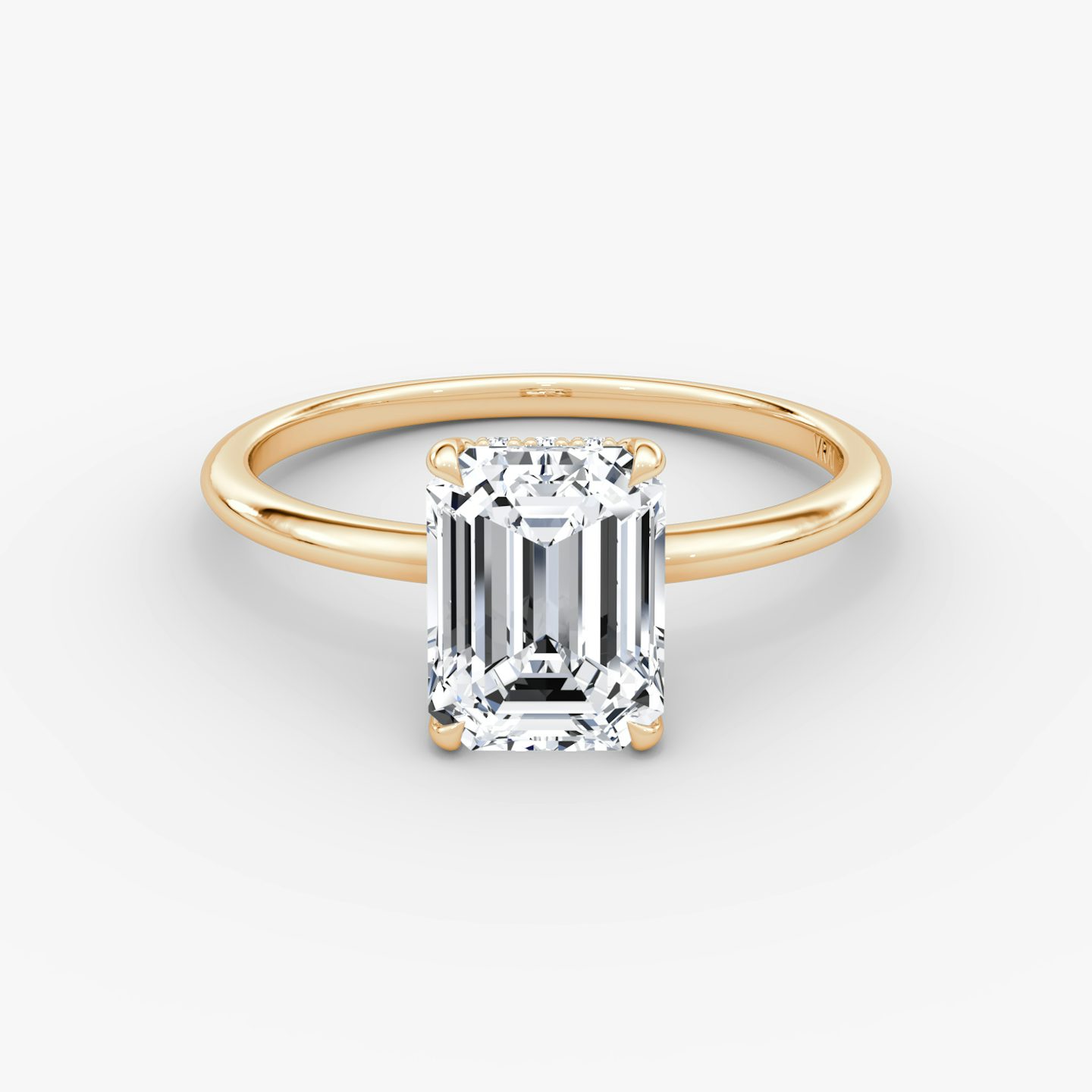 The Signature | Emerald | 14k | 14k Rose Gold | Band: Plain | Band width: Standard | Setting style: Hidden Halo | Diamond orientation: vertical | Carat weight: See full inventory