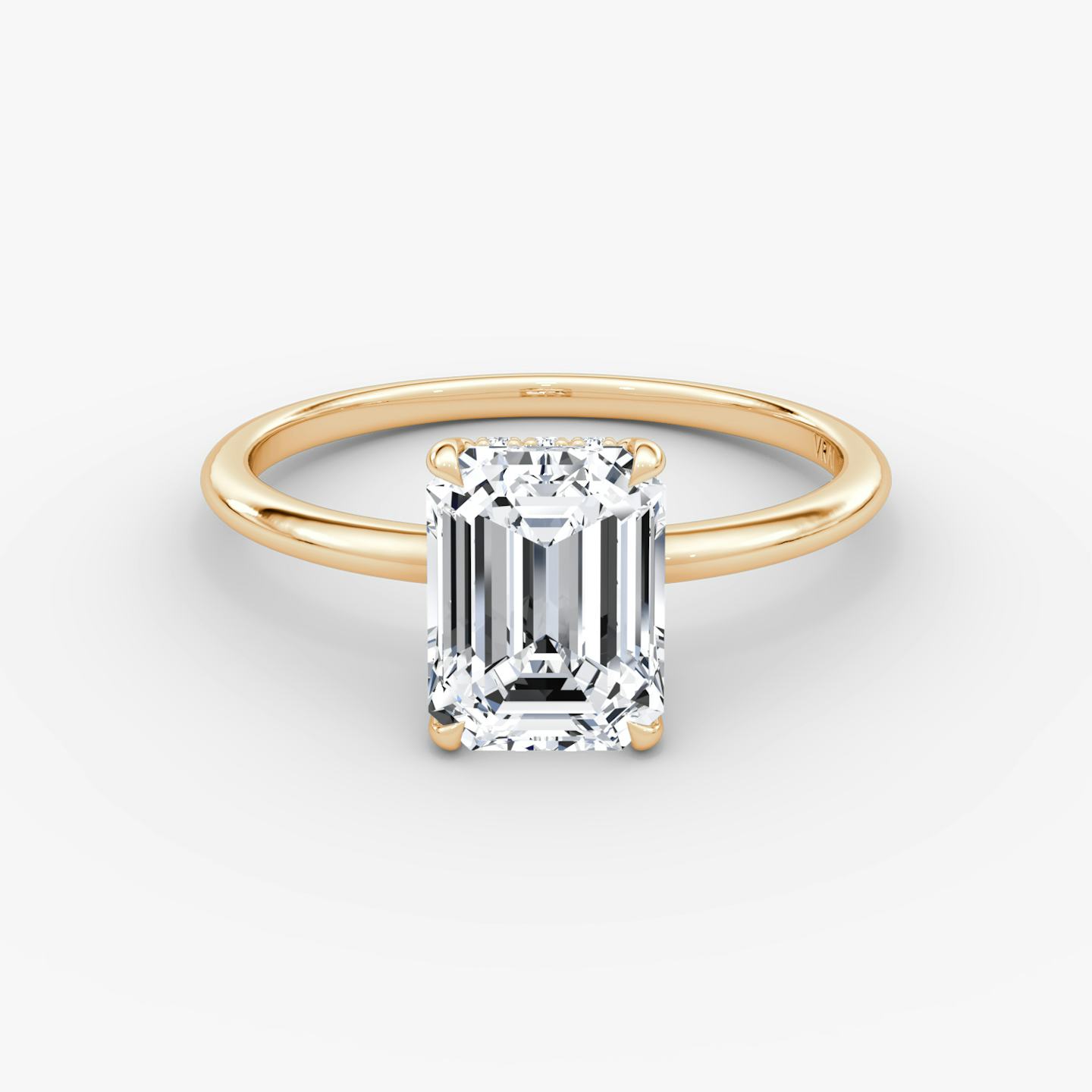 The Signature | Emerald | 14k | 14k Rose Gold | Band width: Standard | Band: Plain | Setting style: Hidden Halo | Diamond orientation: vertical | Carat weight: See full inventory