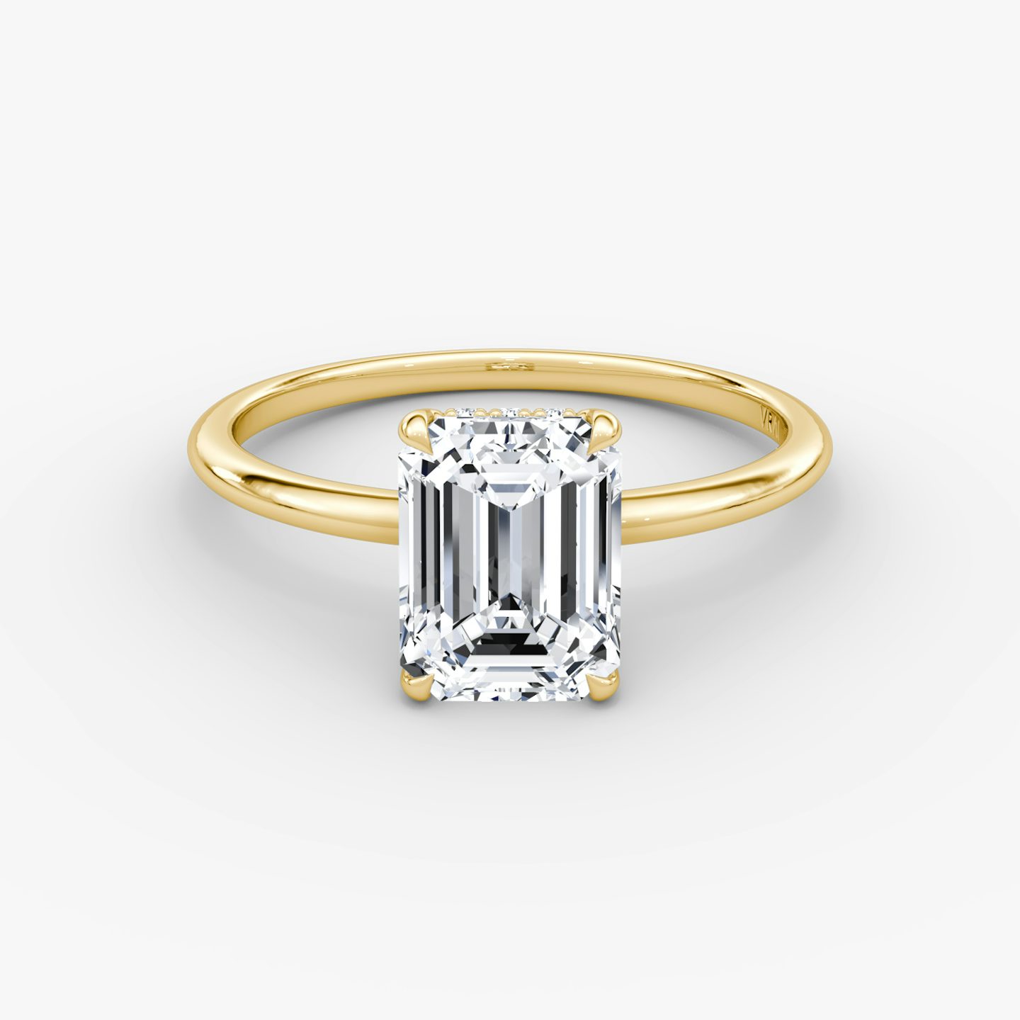The Signature | Emerald | 18k | 18k Yellow Gold | Band: Plain | Band width: Standard | Setting style: Hidden Halo | Diamond orientation: vertical | Carat weight: See full inventory