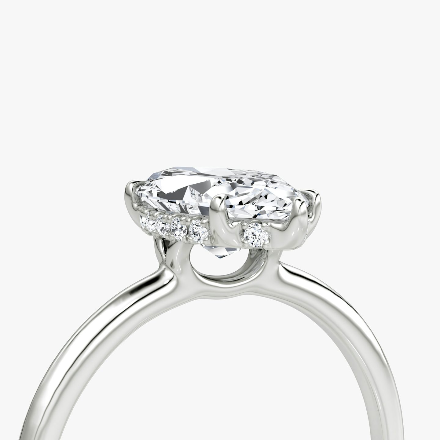 The Signature | Pavé Marquise | 18k | 18k White Gold | Band width: Standard | Band: Plain | Setting style: Hidden Halo | Diamond orientation: vertical | Carat weight: See full inventory