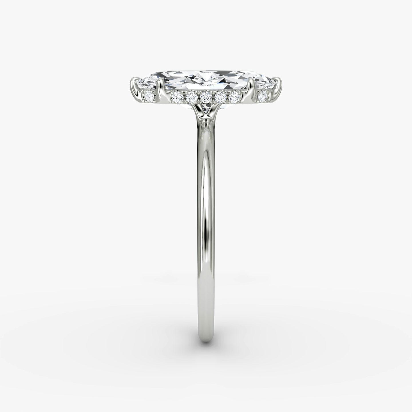 The Signature | Pavé Marquise | 18k | 18k White Gold | Band: Plain | Band width: Standard | Setting style: Hidden Halo | Diamond orientation: vertical | Carat weight: See full inventory