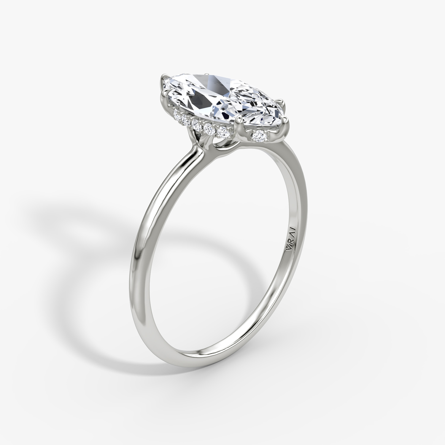 The Signature Marquise Engagement Ring in Platinum with Standard Plain Band | VRAI