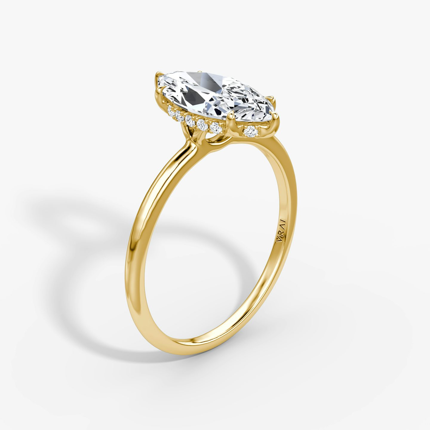 The Signature | Pavé Marquise | 18k | 18k Yellow Gold | Band: Plain | Band width: Standard | Setting style: Hidden Halo | Diamond orientation: vertical | Carat weight: See full inventory