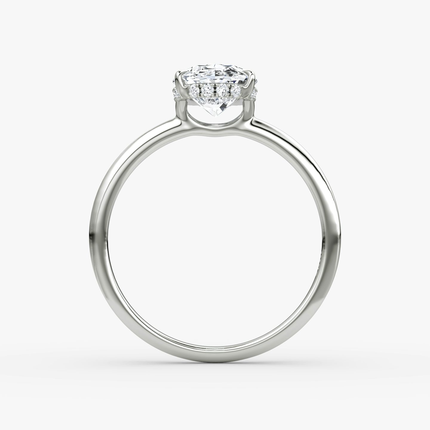 The Signature | Oval | 18k | 18k White Gold | Band: Plain | Band width: Standard | Setting style: Hidden Halo | Diamond orientation: vertical | Carat weight: See full inventory