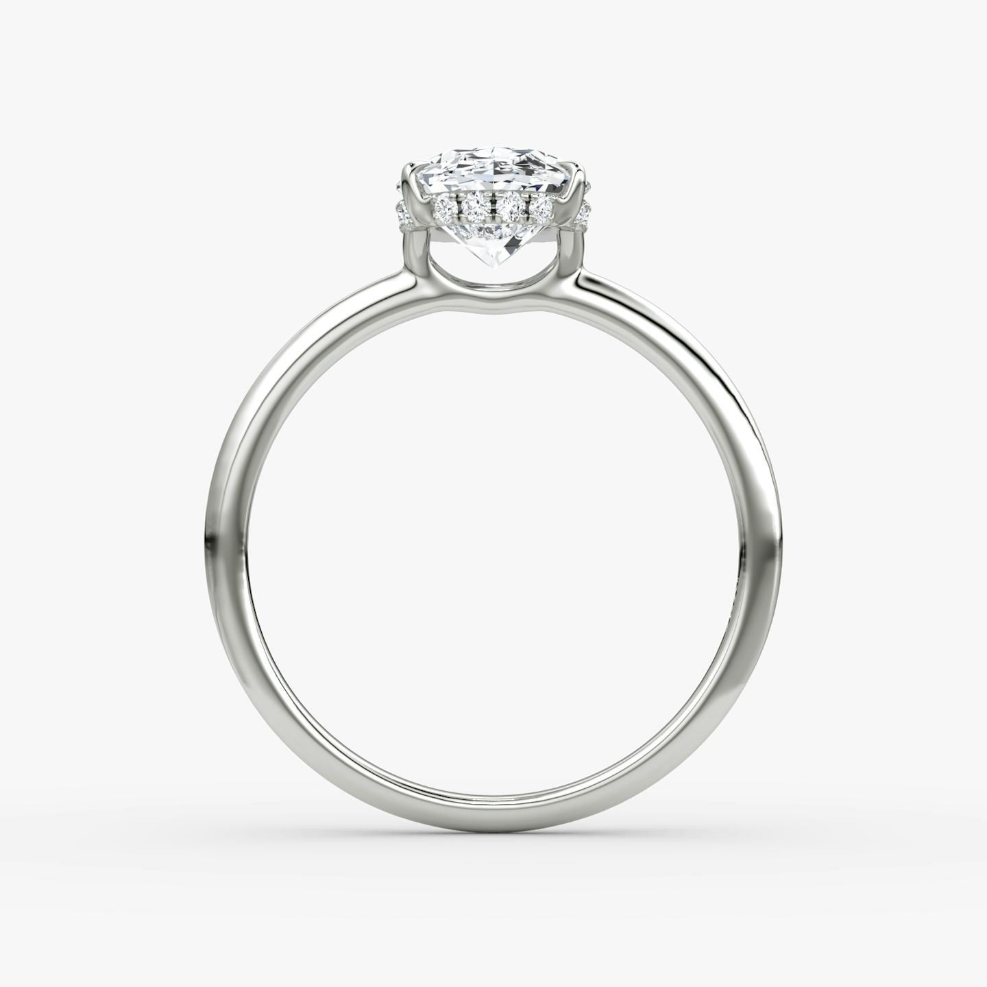 The Signature | Oval | 18k | 18k White Gold | Band width: Standard | Band: Plain | Setting style: Hidden Halo | Diamond orientation: vertical | Carat weight: See full inventory