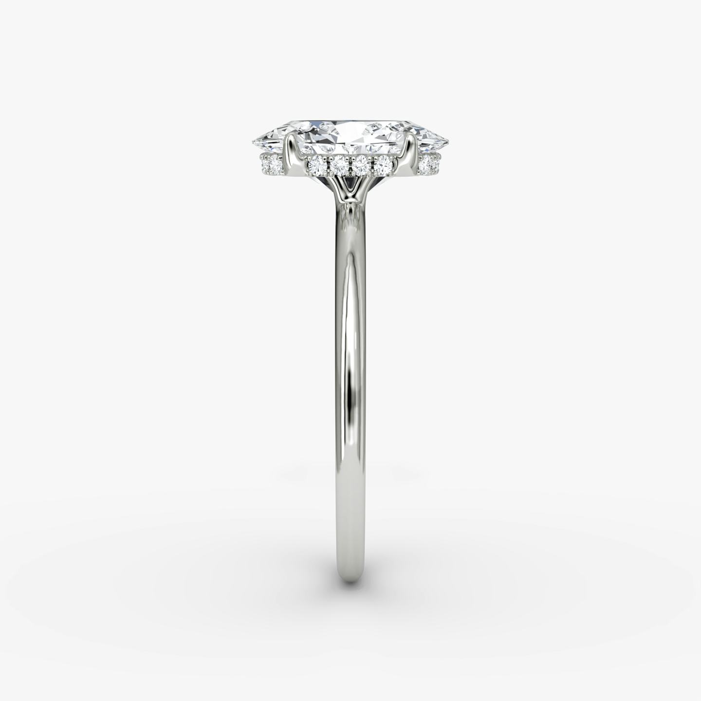 The Signature | Oval | 18k | 18k White Gold | Band width: Standard | Band: Plain | Setting style: Hidden Halo | Diamond orientation: vertical | Carat weight: See full inventory