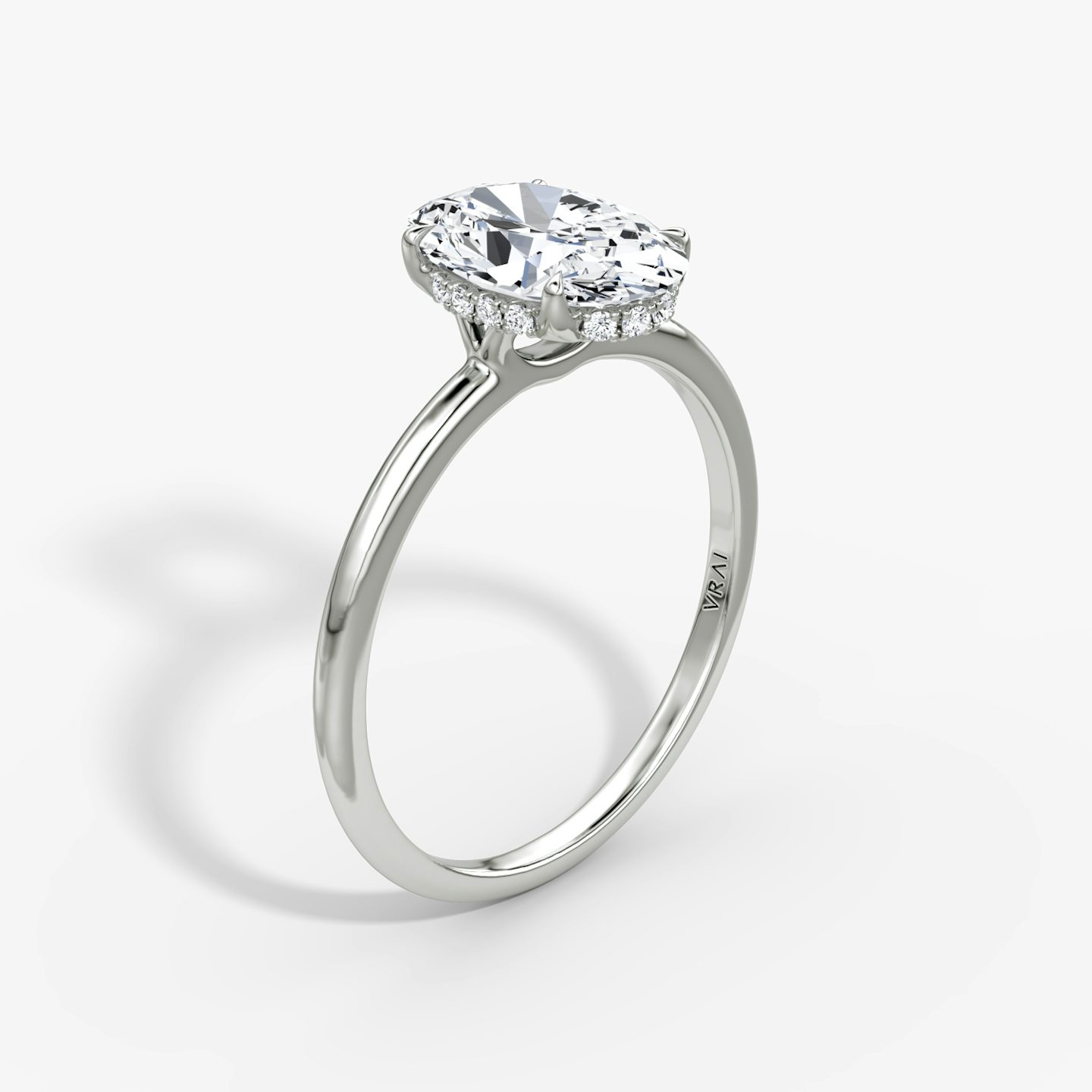 The Signature | Oval | 18k | 18k White Gold | Band: Plain | Band width: Standard | Setting style: Hidden Halo | Diamond orientation: vertical | Carat weight: See full inventory