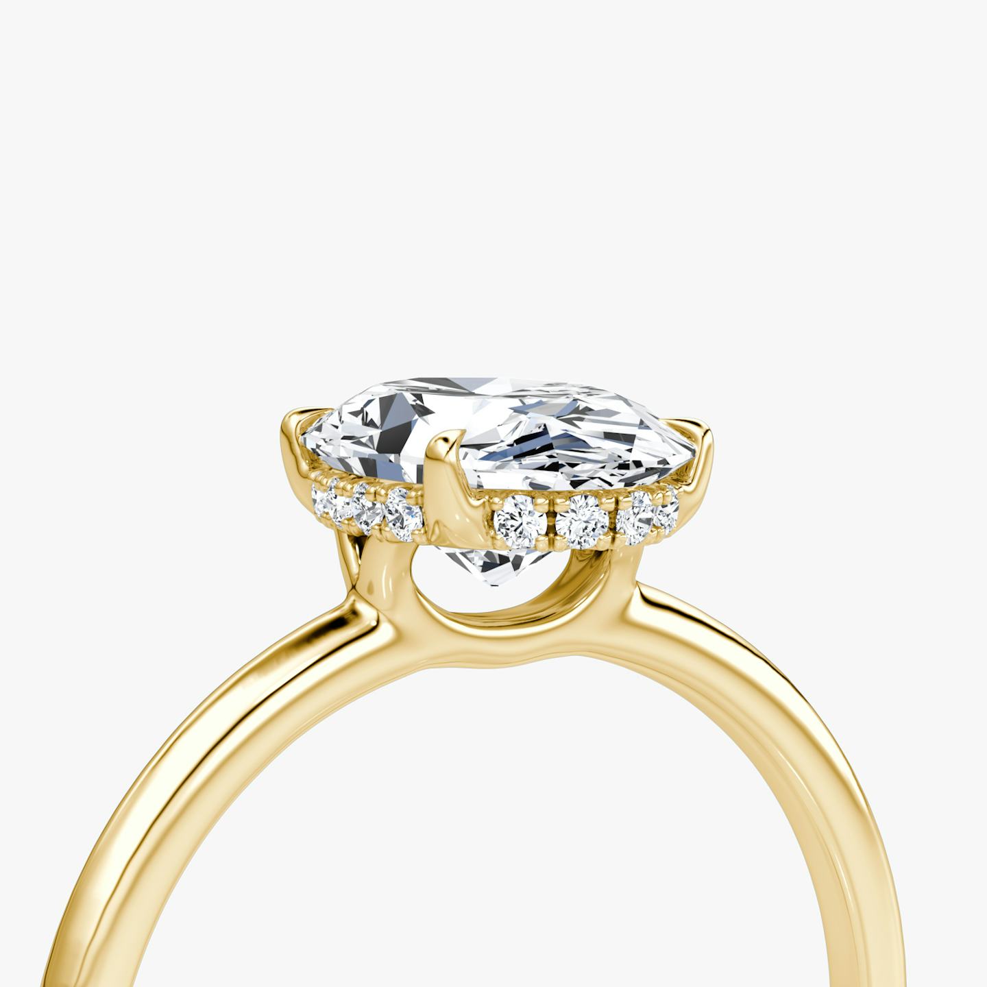 The Signature | Oval | 18k | 18k Yellow Gold | Band width: Standard | Band: Plain | Setting style: Hidden Halo | Diamond orientation: vertical | Carat weight: See full inventory