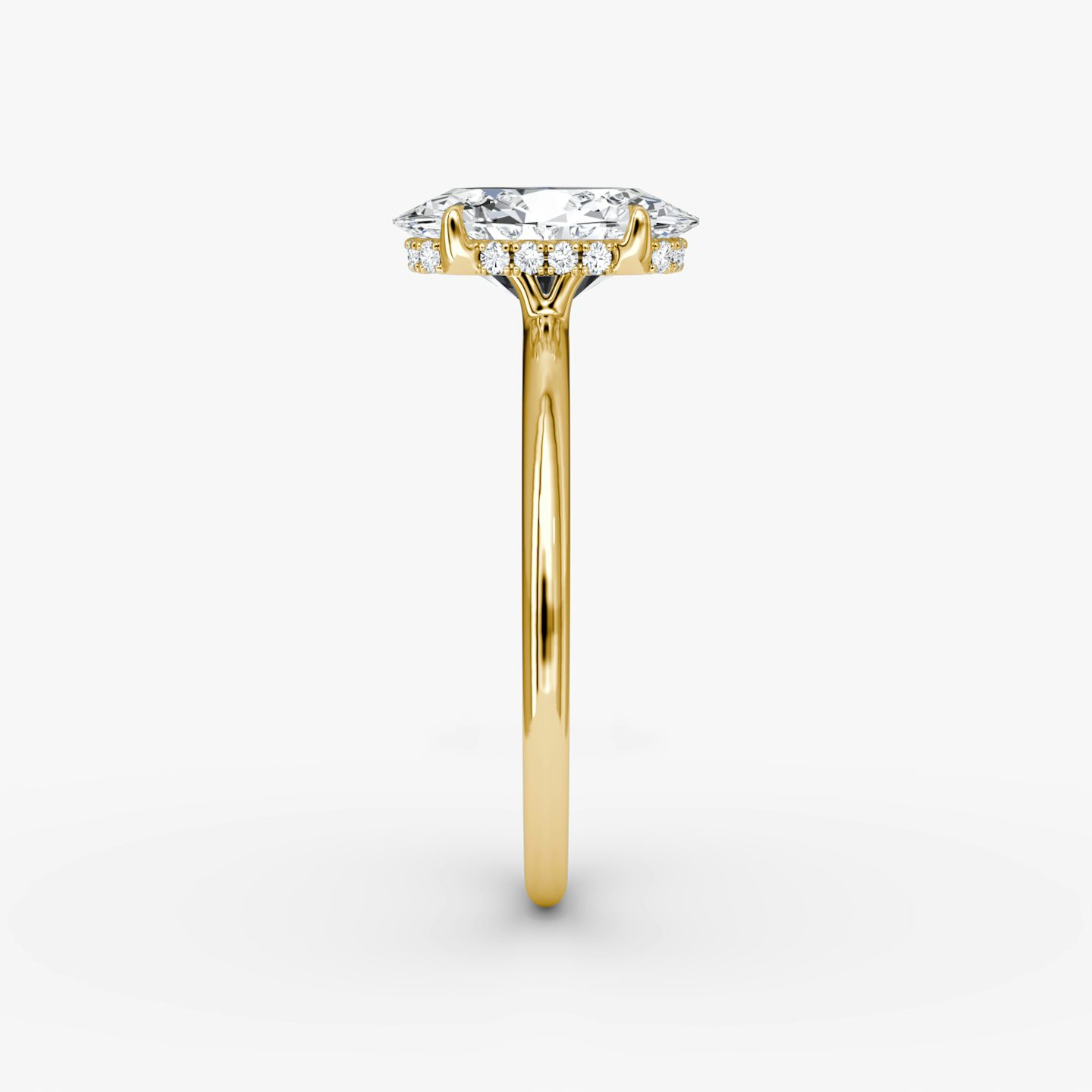 The Signature | Oval | 18k | 18k Yellow Gold | Band: Plain | Band width: Standard | Setting style: Hidden Halo | Diamond orientation: vertical | Carat weight: See full inventory