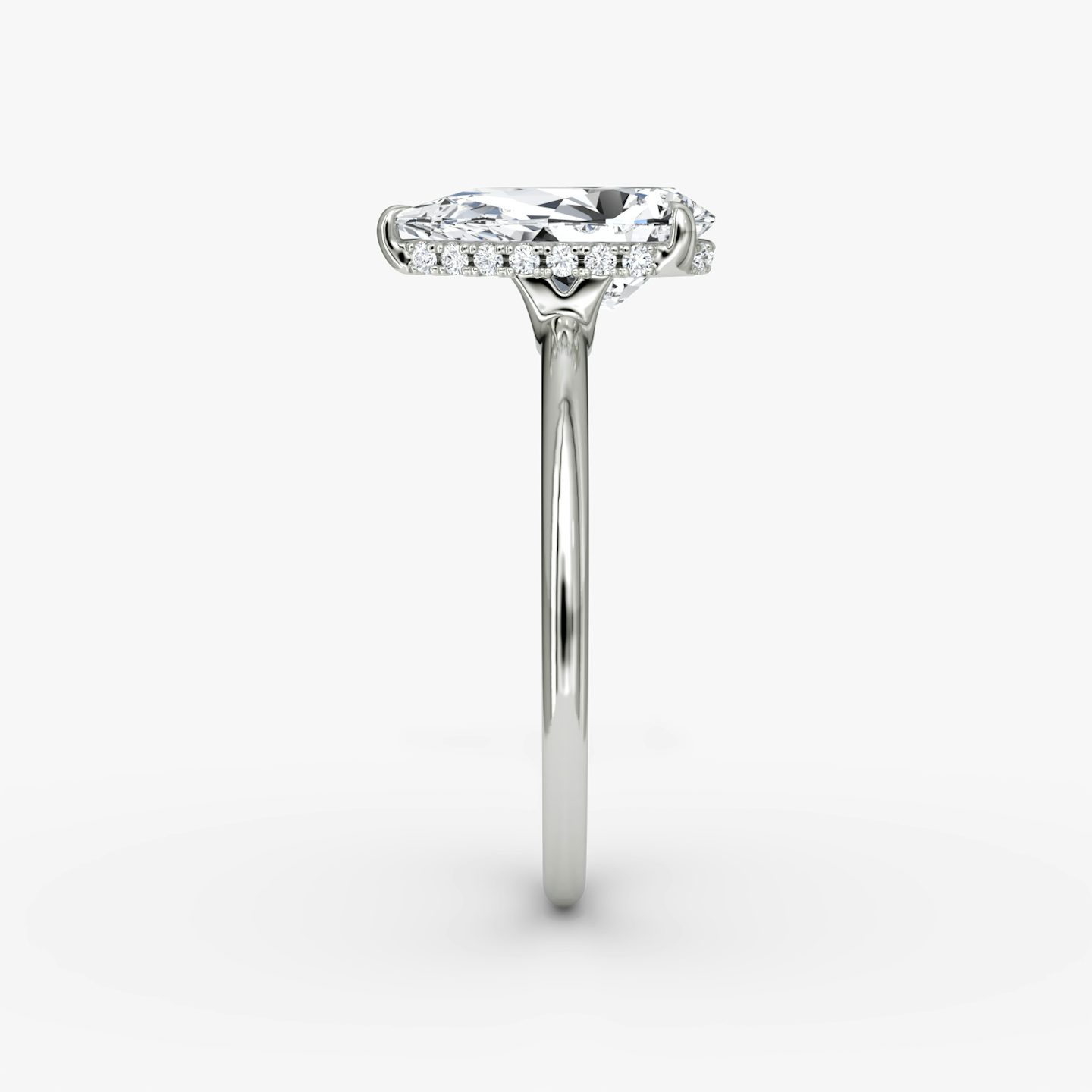 The Signature | Pear | Platinum | Band: Plain | Band width: Standard | Setting style: Hidden Halo | Diamond orientation: vertical | Carat weight: See full inventory