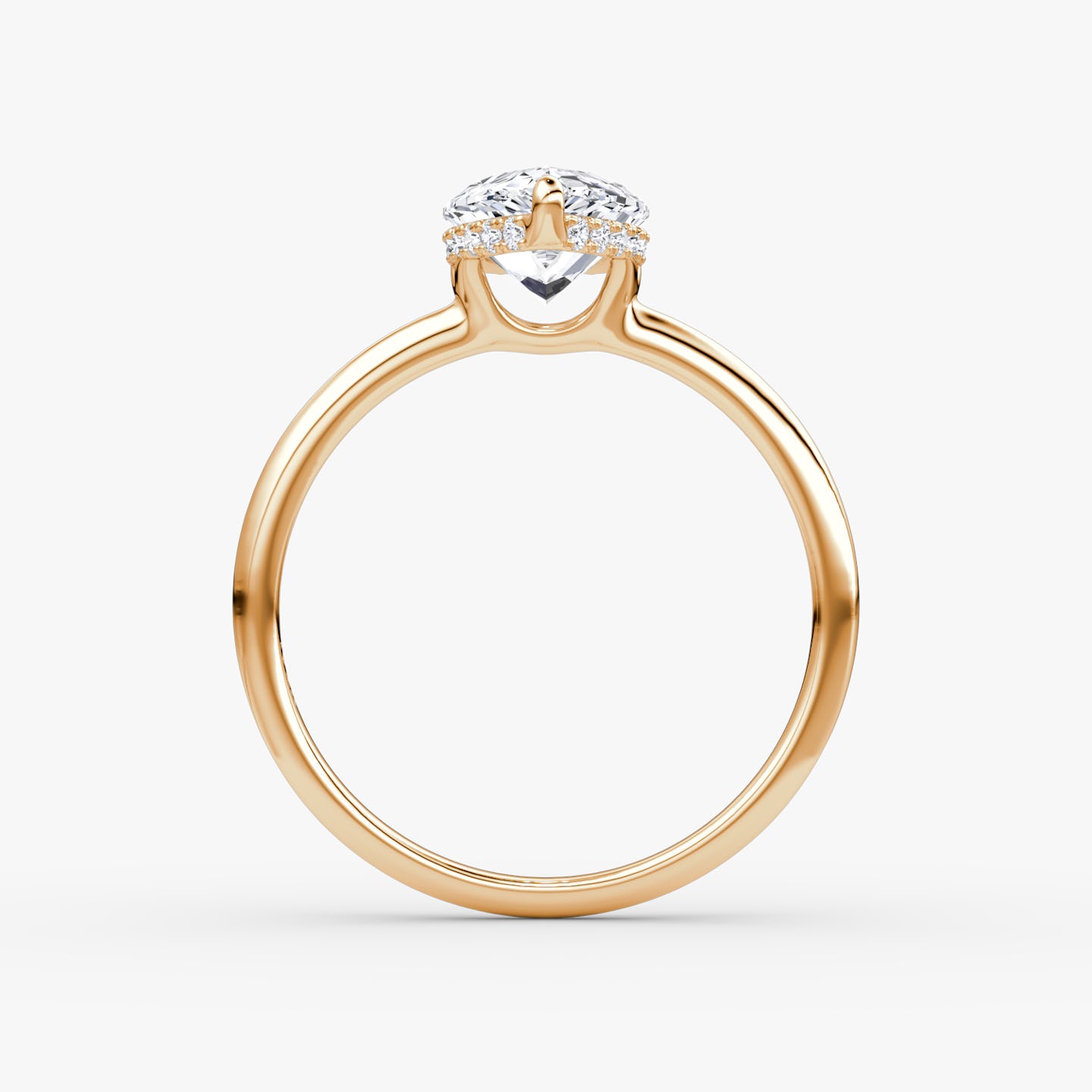 The Signature | Pear | 14k | 14k Rose Gold | Band width: Standard | Band: Plain | Setting style: Hidden Halo | Diamond orientation: vertical | Carat weight: See full inventory