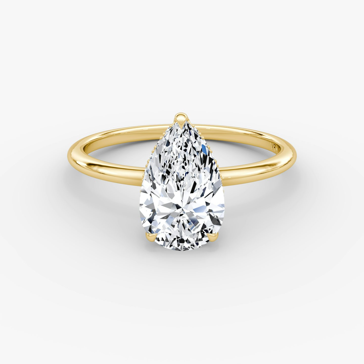 The Signature | Pear | 18k | 18k Yellow Gold | Band: Plain | Band width: Standard | Setting style: Hidden Halo | Diamond orientation: vertical | Carat weight: See full inventory