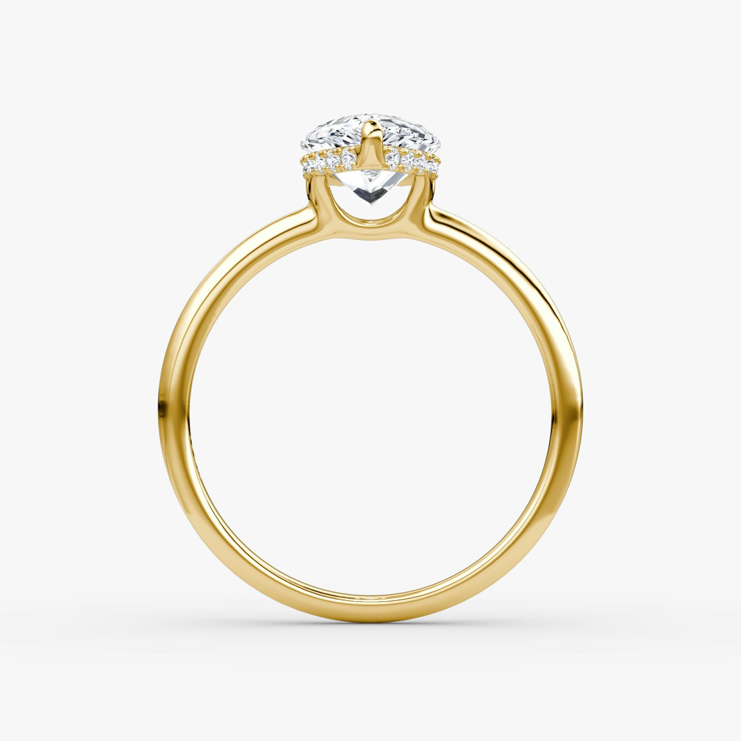 The Signature | Pear | 18k | 18k Yellow Gold | Band: Plain | Band width: Standard | Setting style: Hidden Halo | Diamond orientation: vertical | Carat weight: See full inventory