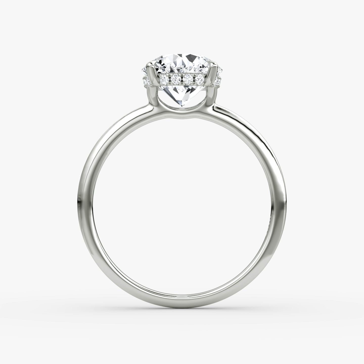 The Signature | Round Brilliant | 18k | 18k White Gold | Band width: Standard | Band: Plain | Setting style: Hidden Halo | Carat weight: See full inventory | Diamond orientation: vertical