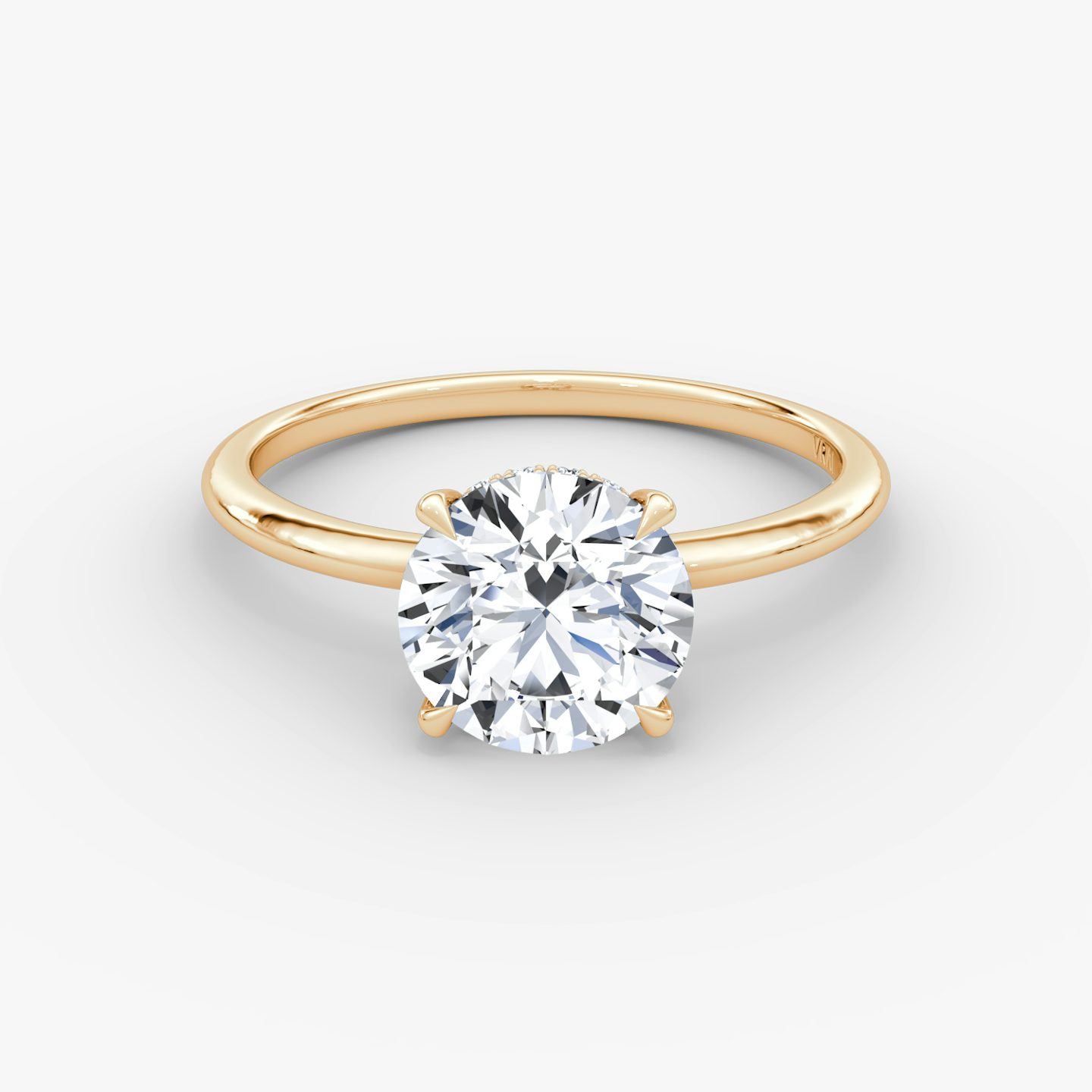 The Signature | Round Brilliant | 14k | 14k Rose Gold | Band: Plain | Band width: Standard | Carat weight: See full inventory | Setting style: Hidden Halo | Diamond orientation: Horizontal
