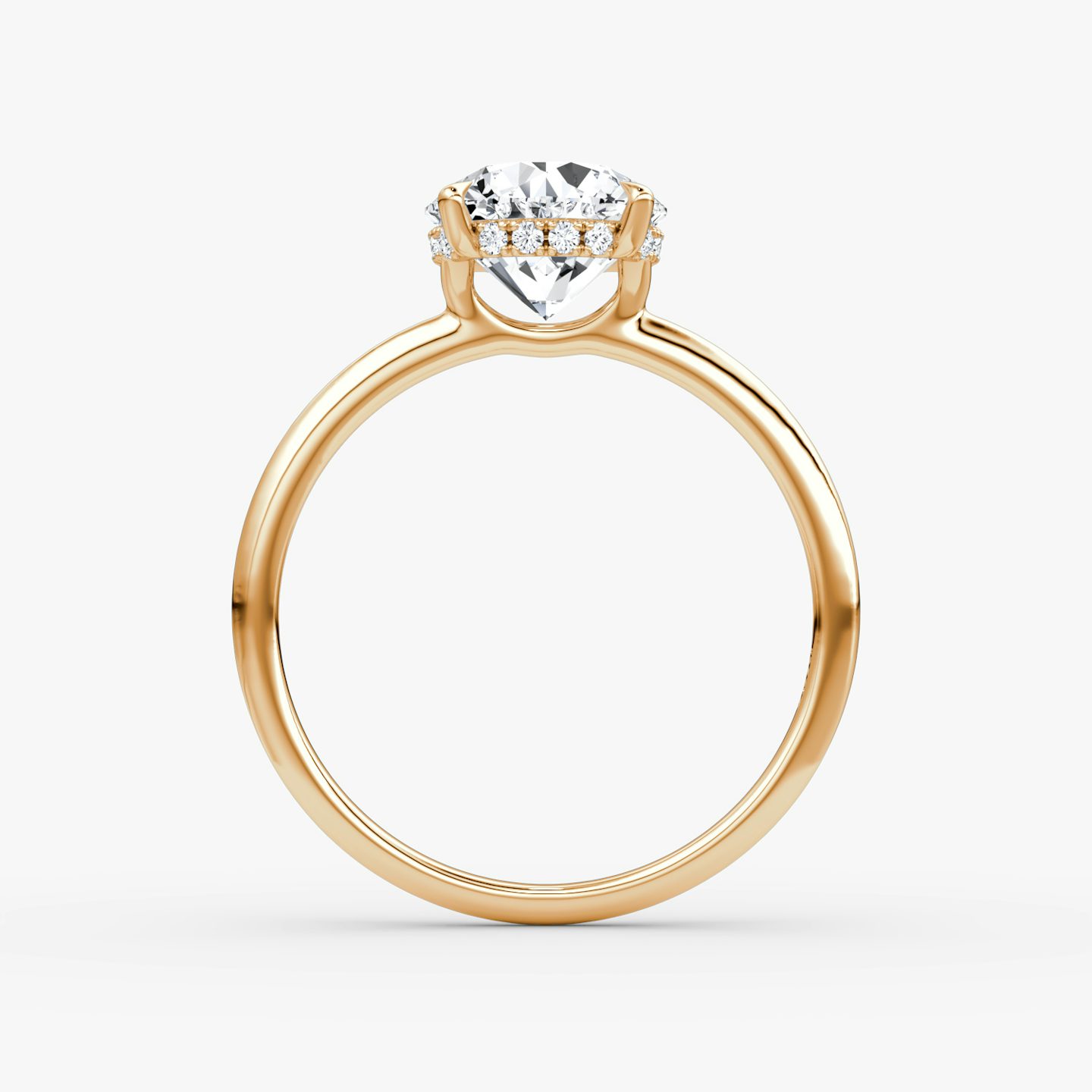 The Signature | Round Brilliant | 14k | 14k Rose Gold | Band: Plain | Band width: Standard | Carat weight: See full inventory | Setting style: Hidden Halo | Diamond orientation: vertical