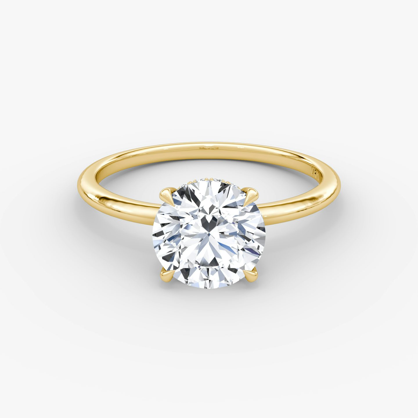 The Signature | Round Brilliant | 18k | 18k Yellow Gold | Band width: Standard | Band: Plain | Setting style: Hidden Halo | Carat weight: See full inventory | Diamond orientation: vertical