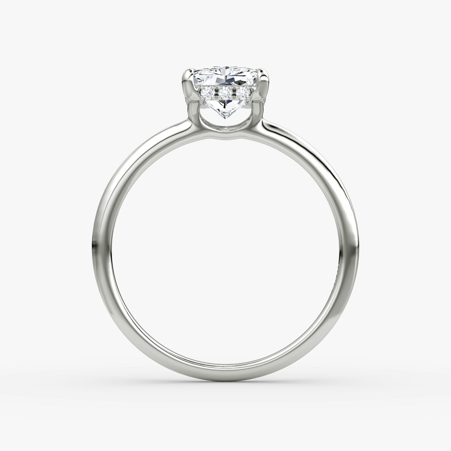 The Signature | Radiant | Platinum | Band: Plain | Band width: Standard | Setting style: Hidden Halo | Diamond orientation: vertical | Carat weight: See full inventory