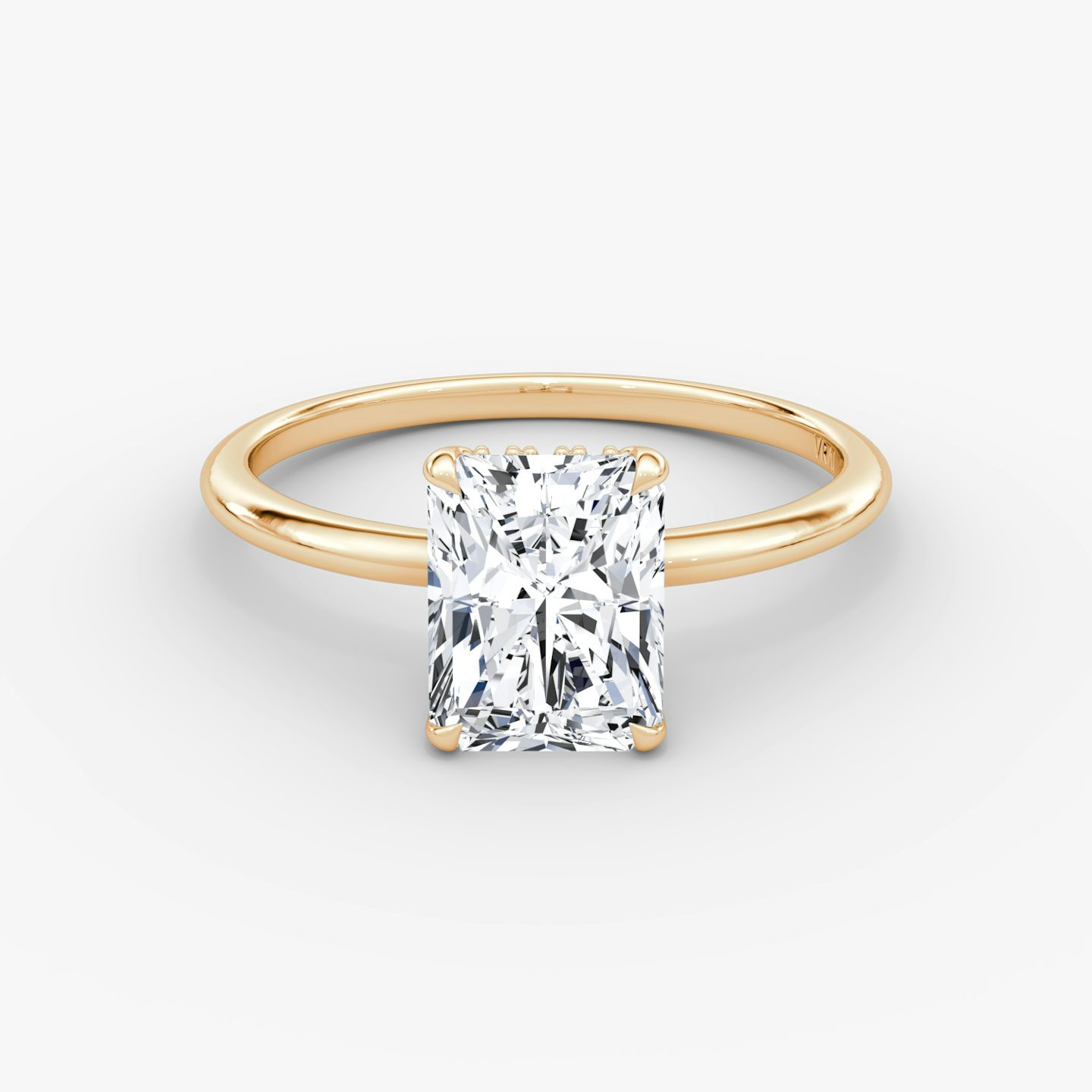 The Signature | Radiant | 14k | 14k Rose Gold | Band width: Standard | Band: Plain | Setting style: Hidden Halo | Diamond orientation: vertical | Carat weight: See full inventory