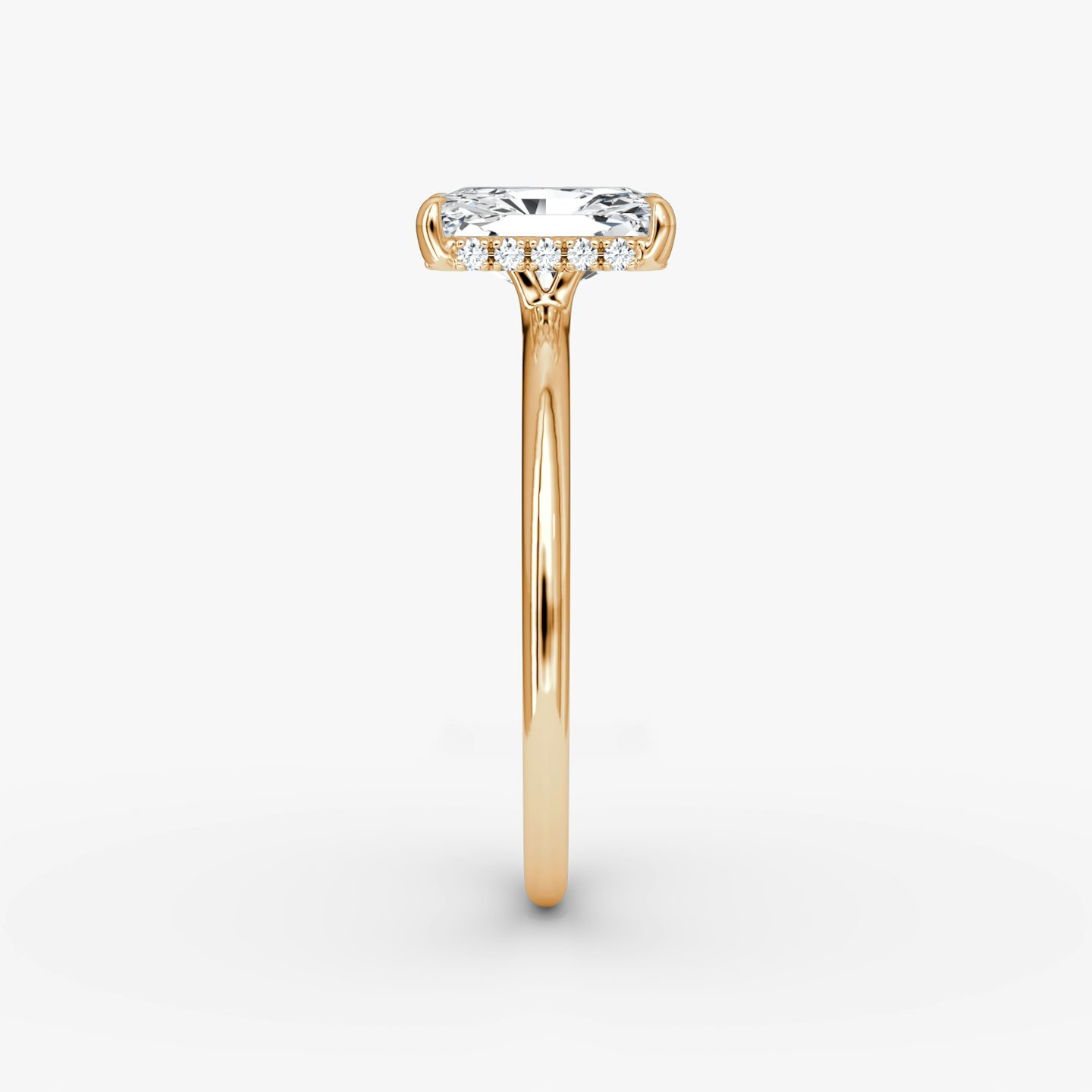 The Signature | Radiant | 14k | 14k Rose Gold | Band width: Standard | Band: Plain | Setting style: Hidden Halo | Diamond orientation: vertical | Carat weight: See full inventory