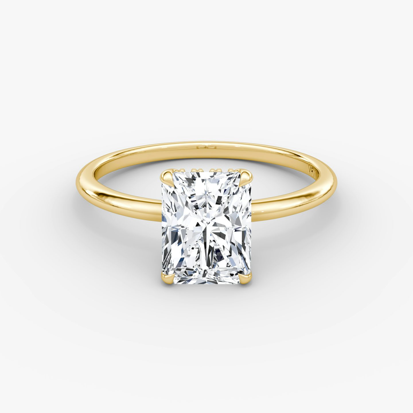 The Signature | Radiant | 18k | 18k Yellow Gold | Band: Plain | Band width: Standard | Setting style: Hidden Halo | Diamond orientation: vertical | Carat weight: See full inventory