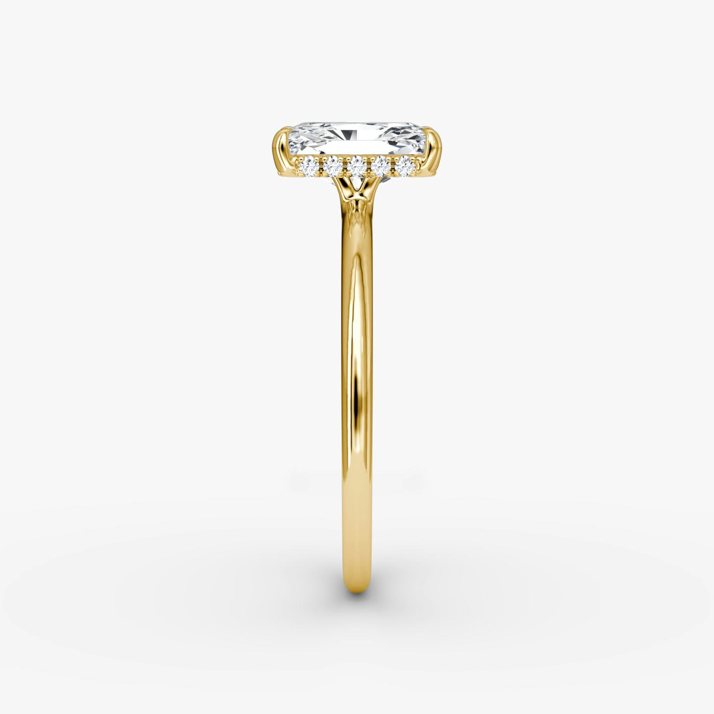 The Signature | Radiant | 18k | 18k Yellow Gold | Band width: Standard | Band: Plain | Setting style: Hidden Halo | Diamond orientation: vertical | Carat weight: See full inventory