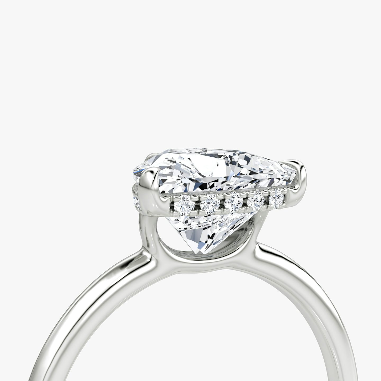The Signature | Trillion | 18k | 18k White Gold | Band: Plain | Band width: Standard | Setting style: Hidden Halo | Diamond orientation: vertical | Carat weight: See full inventory