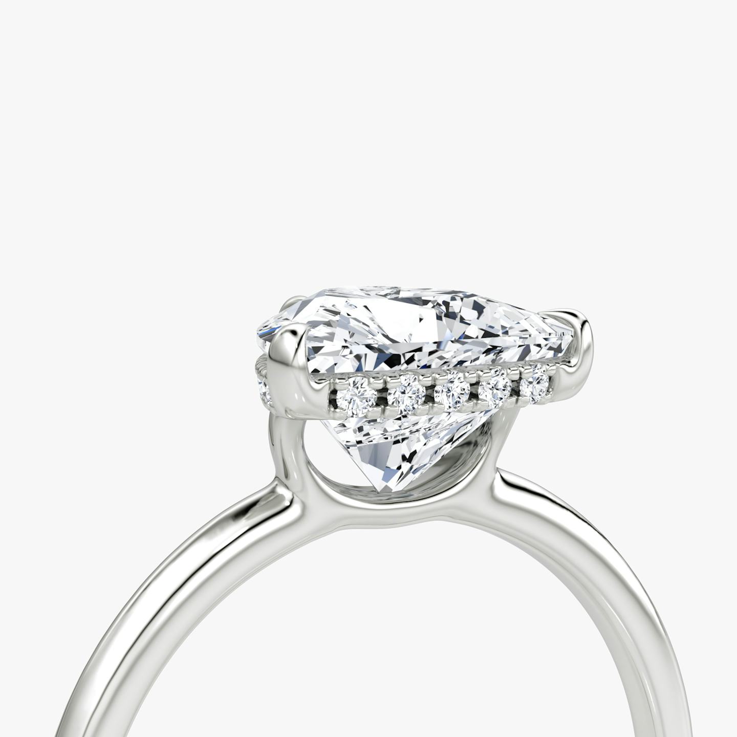 The Signature | Trillion | 18k | 18k White Gold | Band width: Standard | Band: Plain | Setting style: Hidden Halo | Diamond orientation: vertical | Carat weight: See full inventory