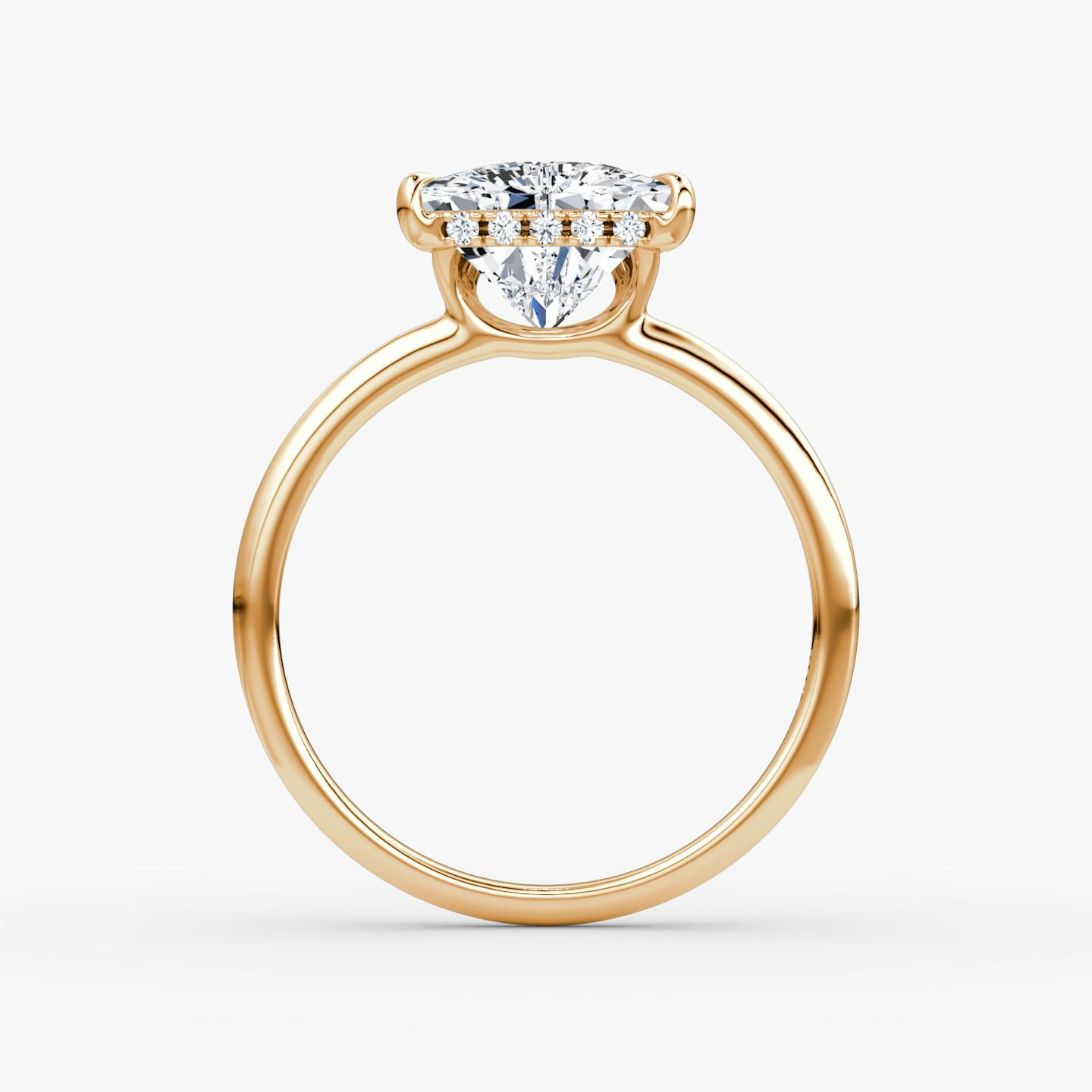 The Signature | Trillion | 14k | 14k Rose Gold | Band width: Standard | Band: Plain | Setting style: Hidden Halo | Diamond orientation: vertical | Carat weight: See full inventory