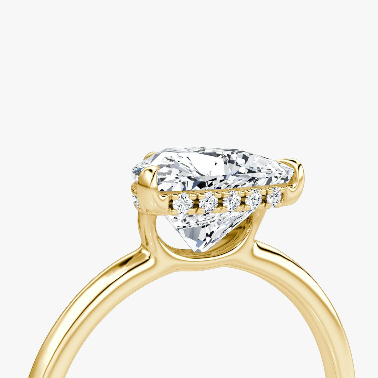 The Signature | Trillion | 18k | 18k Yellow Gold | Band width: Standard | Band: Plain | Setting style: Hidden Halo | Diamond orientation: vertical | Carat weight: See full inventory