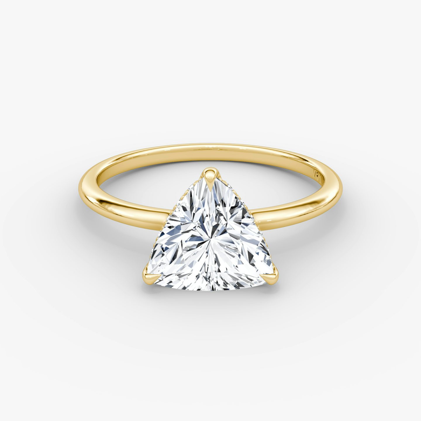 The Signature | Trillion | 18k | 18k Yellow Gold | Band: Plain | Band width: Standard | Setting style: Hidden Halo | Diamond orientation: vertical | Carat weight: See full inventory