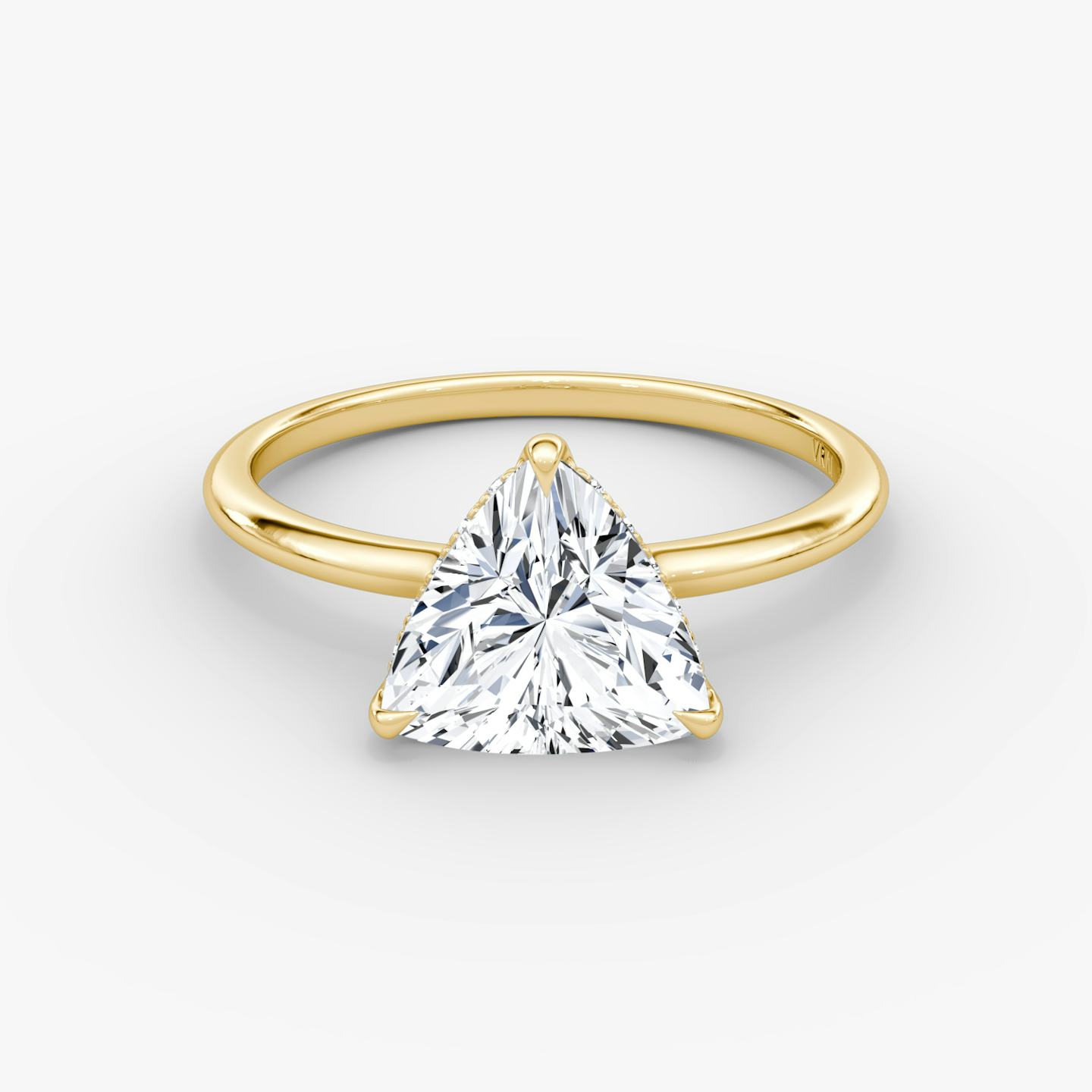 The Signature | Trillion | 18k | 18k Yellow Gold | Band width: Standard | Band: Plain | Setting style: Hidden Halo | Diamond orientation: vertical | Carat weight: See full inventory