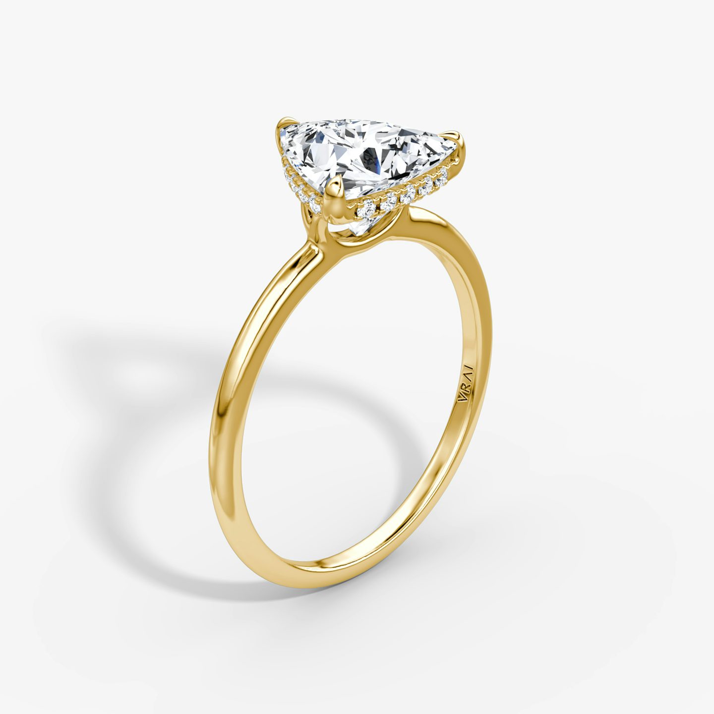 The Signature | Trillion | 18k | 18k Yellow Gold | Band: Plain | Band width: Standard | Setting style: Hidden Halo | Diamond orientation: vertical | Carat weight: See full inventory