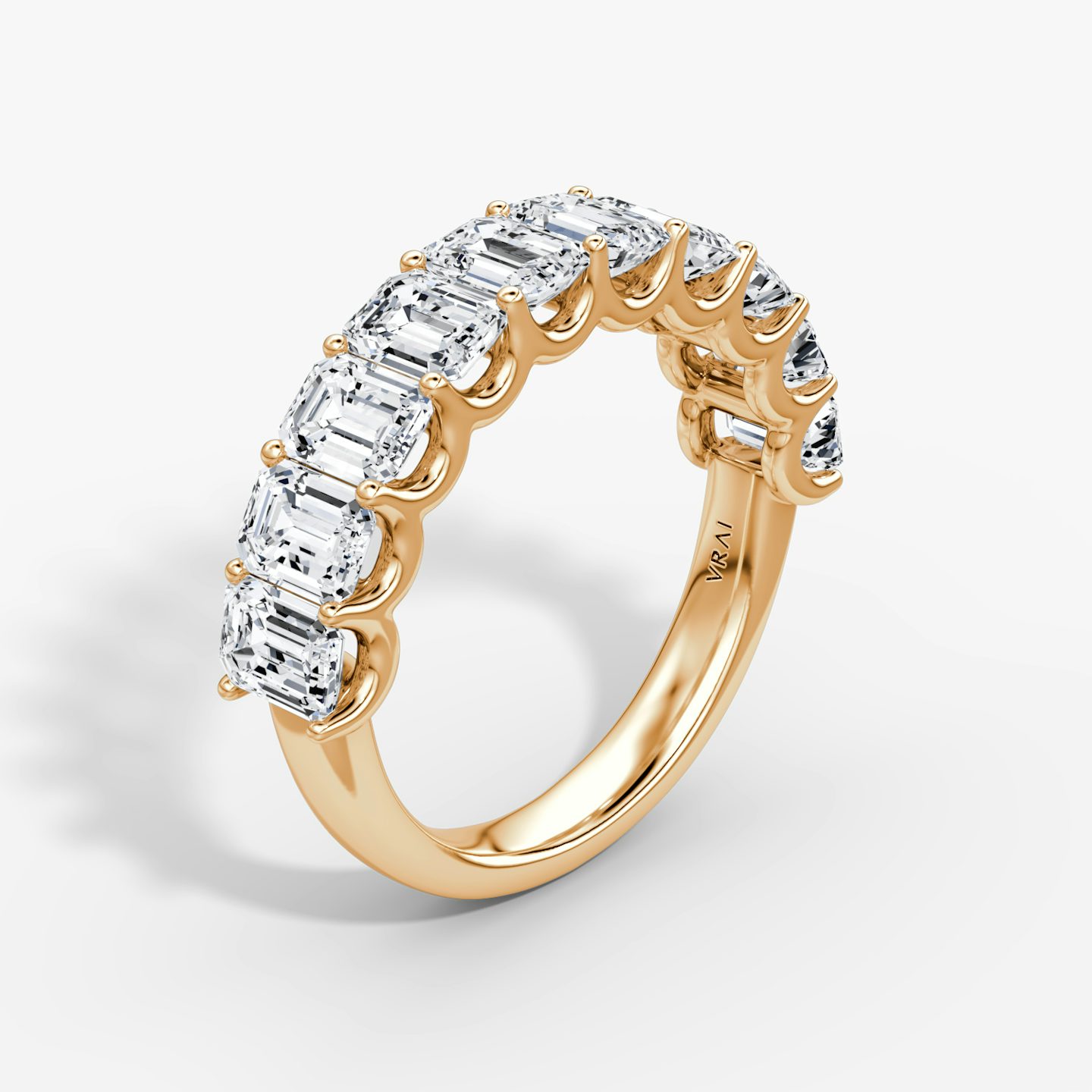 Anillo Eternity  | Esmeralda | 14k | Oro rosa de 14 quilates | Estilo del anillo: Medio círculo de diamantes | Peso en quilates: 2½
