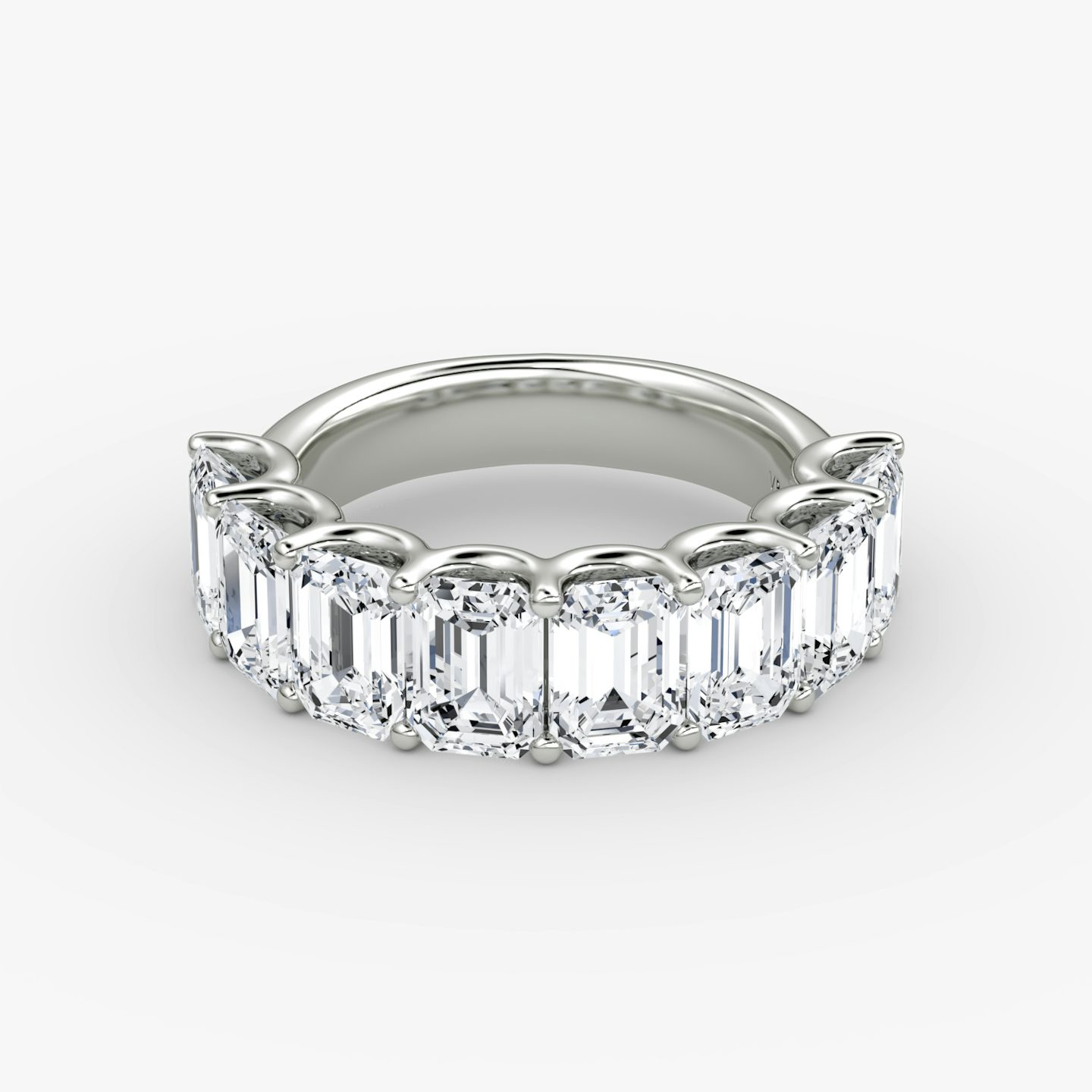 Bague Eternity | Émeraude | 18k | Or blanc 18 carats | Modèle d'anneau: Diamant demi-tour | Poids en carats: 4