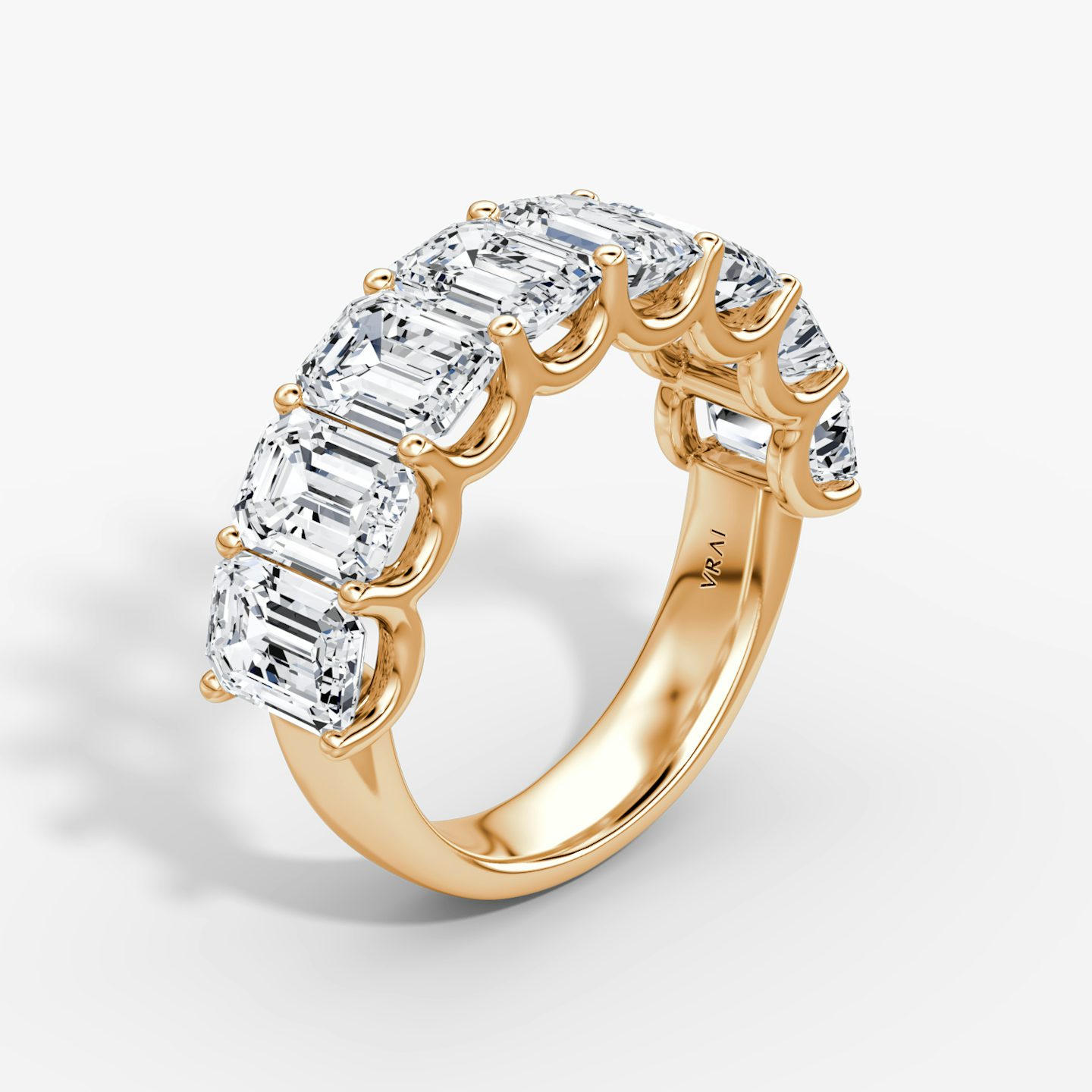 Anillo Eternity  | Esmeralda | 14k | Oro rosa de 14 quilates | Estilo del anillo: Medio círculo de diamantes | Peso en quilates: 4