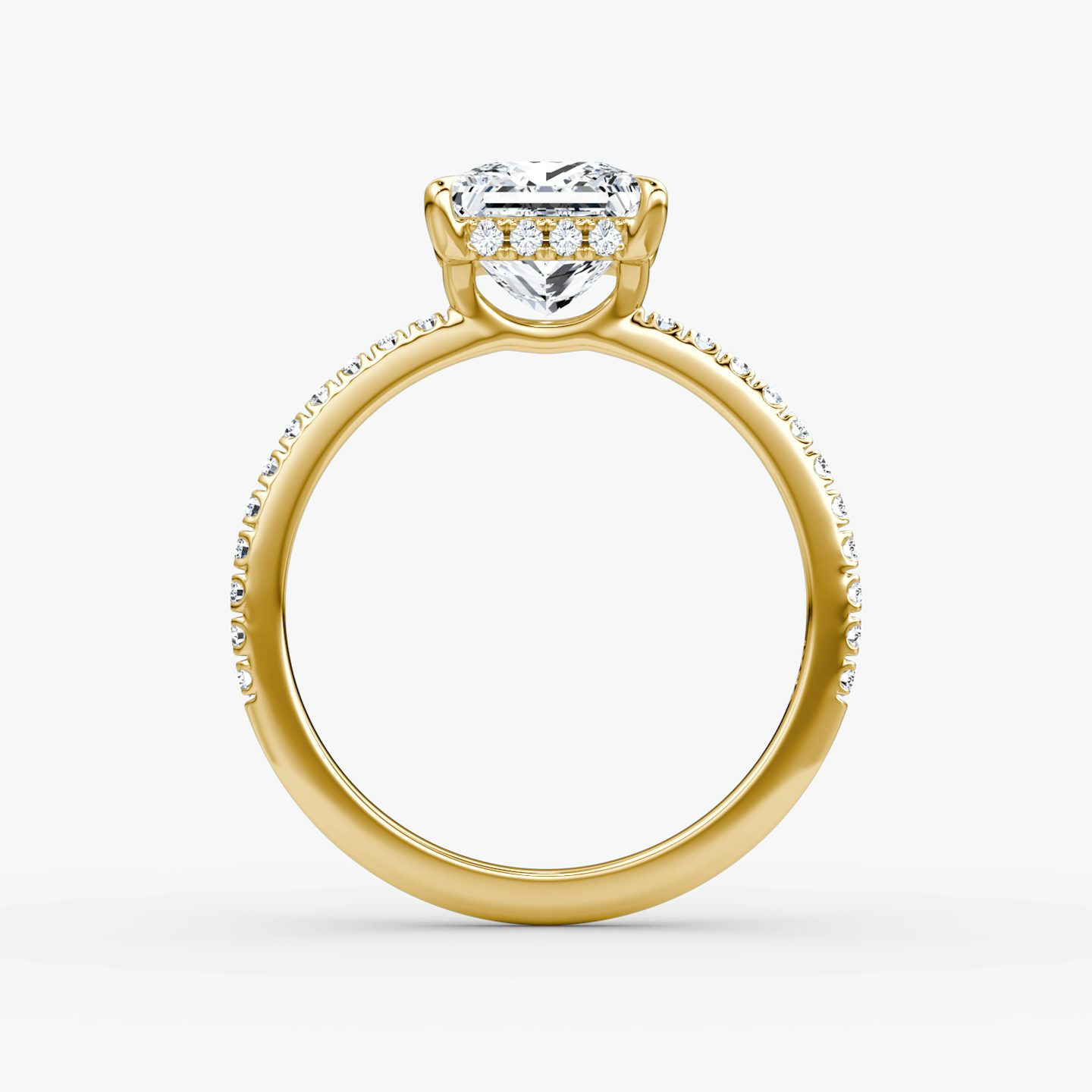The Signature | Princess | 18k | 18k Yellow Gold | Band: Pavé | Band width: Standard | Setting style: Hidden Halo | Diamond orientation: vertical | Carat weight: See full inventory
