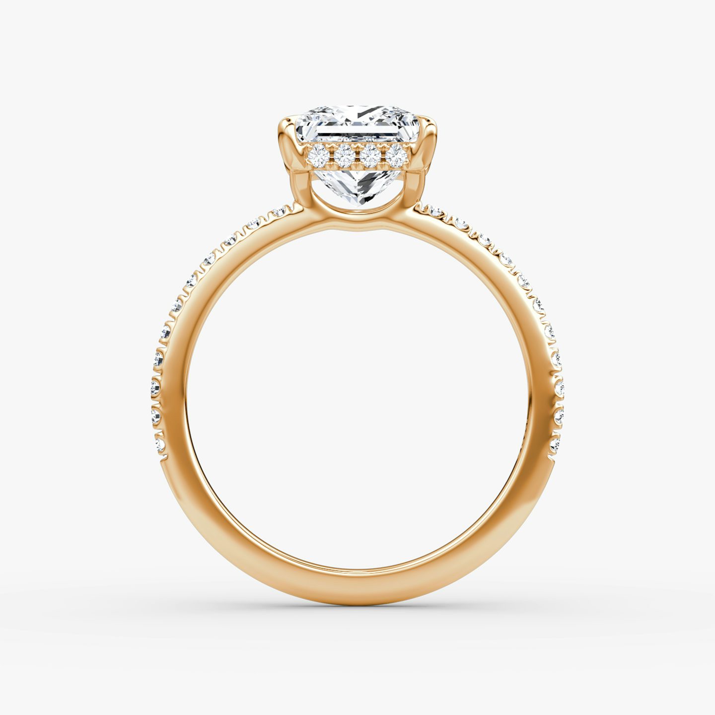 The Signature | Princess | 14k | 14k Rose Gold | Band width: Standard | Band: Pavé | Setting style: Hidden Halo | Diamond orientation: vertical | Carat weight: See full inventory