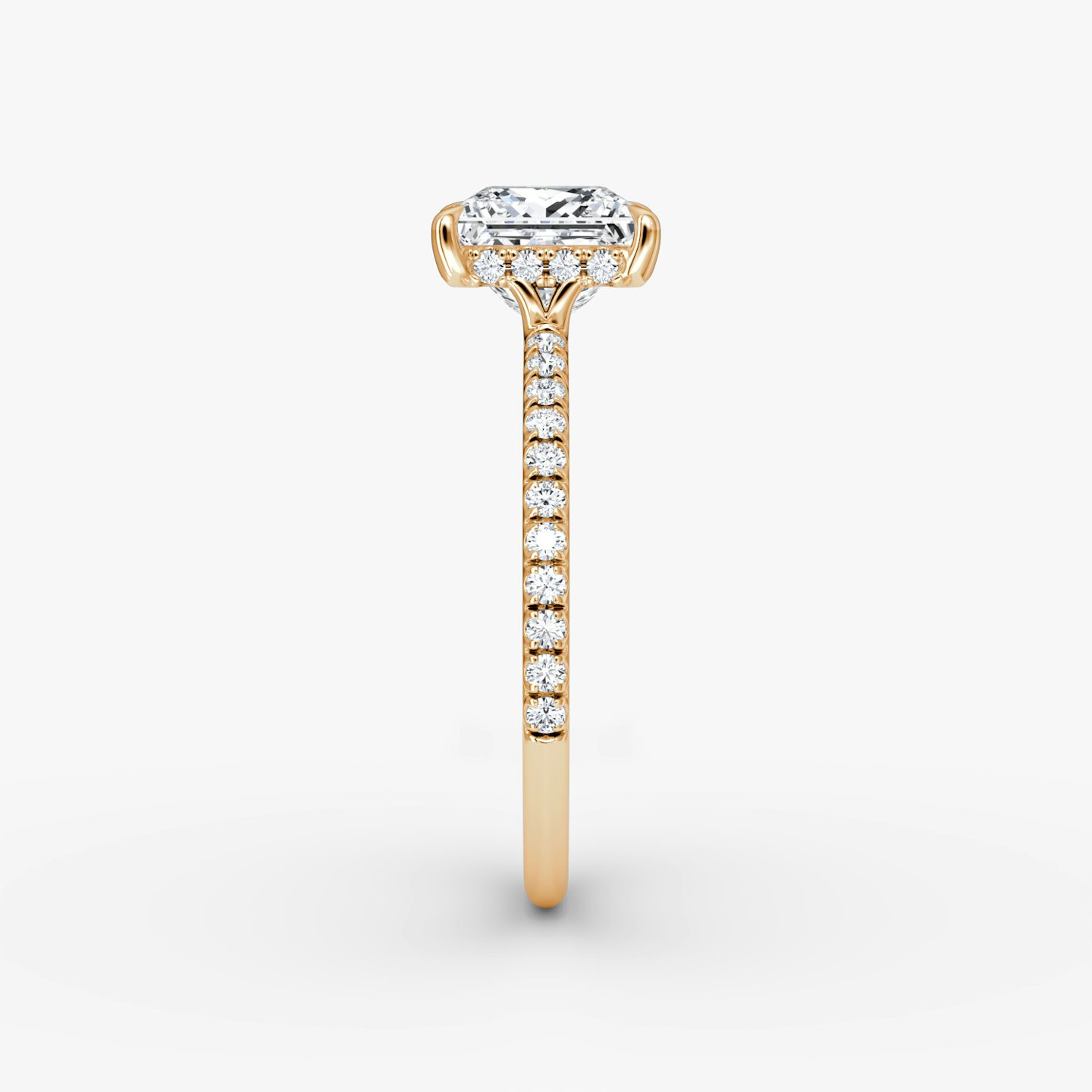 The Signature | Princess | 14k | 14k Rose Gold | Band width: Standard | Band: Pavé | Setting style: Hidden Halo | Diamond orientation: vertical | Carat weight: See full inventory