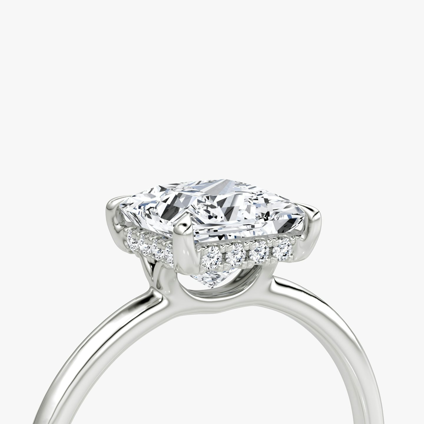 The Signature | Princess | 18k | 18k White Gold | Band: Plain | Band width: Standard | Setting style: Hidden Halo | Diamond orientation: vertical | Carat weight: See full inventory
