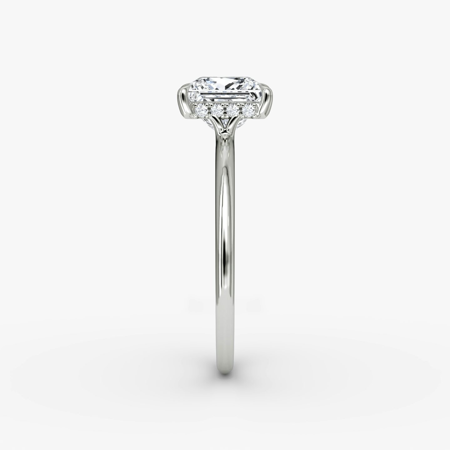 The Signature | Princess | 18k | 18k White Gold | Band width: Standard | Band: Plain | Setting style: Hidden Halo | Diamond orientation: vertical | Carat weight: See full inventory