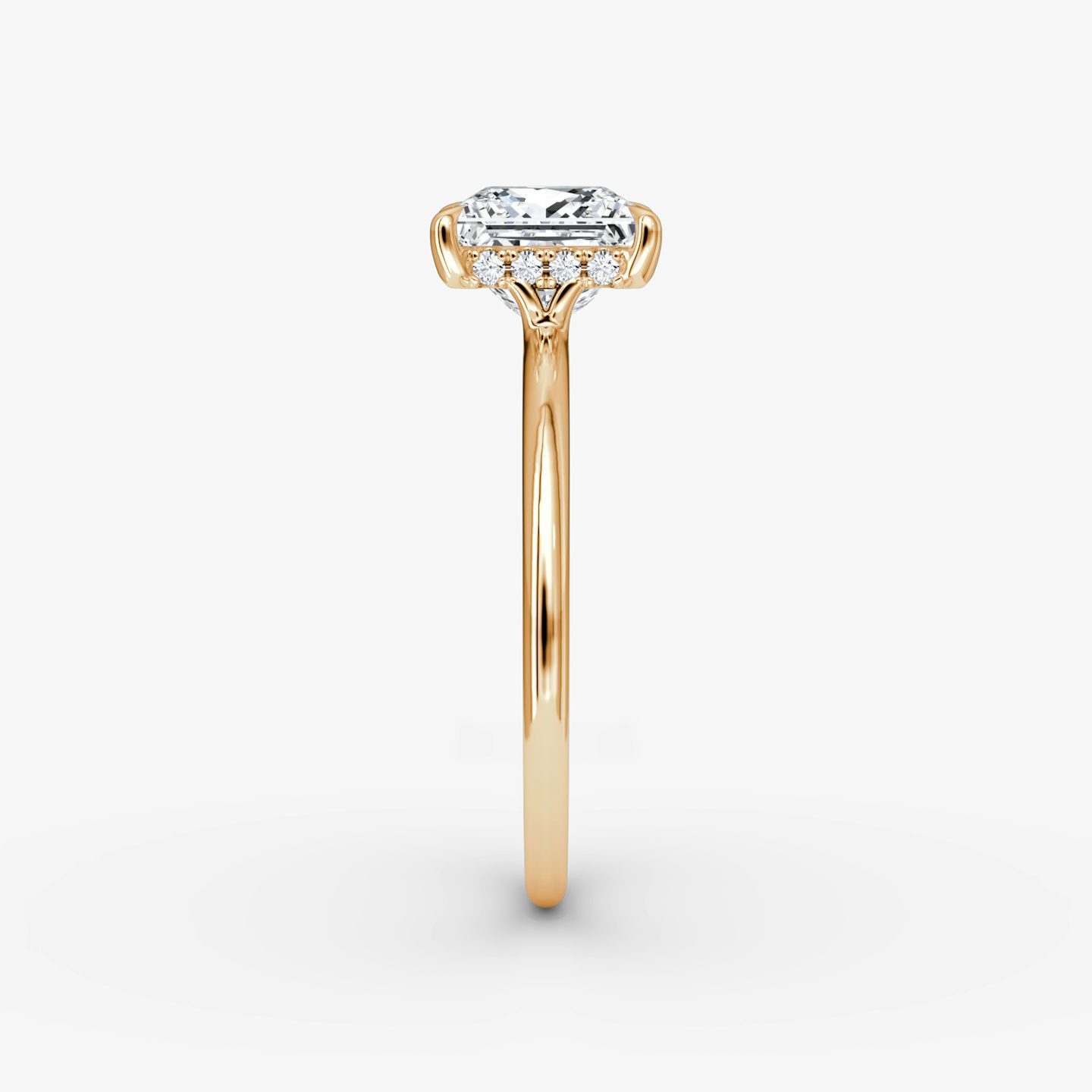 The Signature | Princess | 14k | 14k Rose Gold | Band width: Standard | Band: Plain | Setting style: Hidden Halo | Diamond orientation: vertical | Carat weight: See full inventory