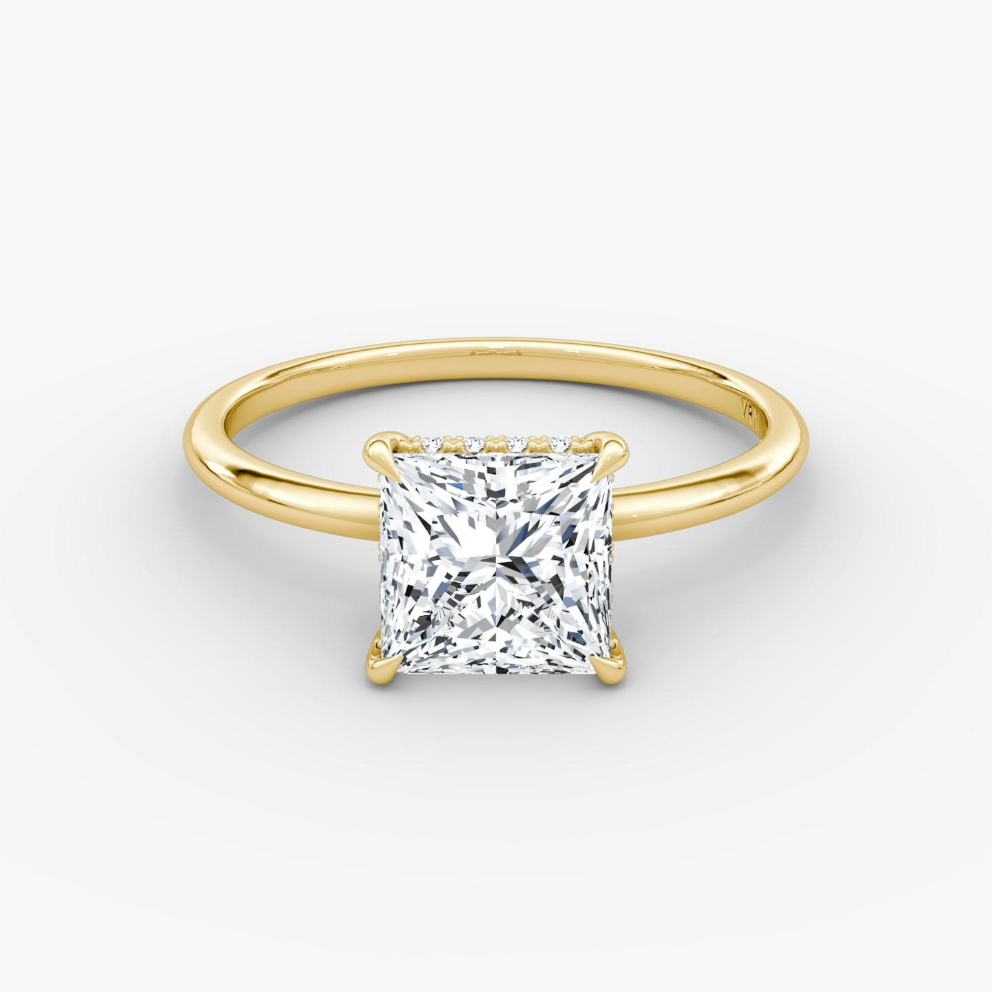 The Signature | Princess | 18k | 18k Yellow Gold | Band width: Standard | Band: Plain | Setting style: Hidden Halo | Diamond orientation: vertical | Carat weight: See full inventory