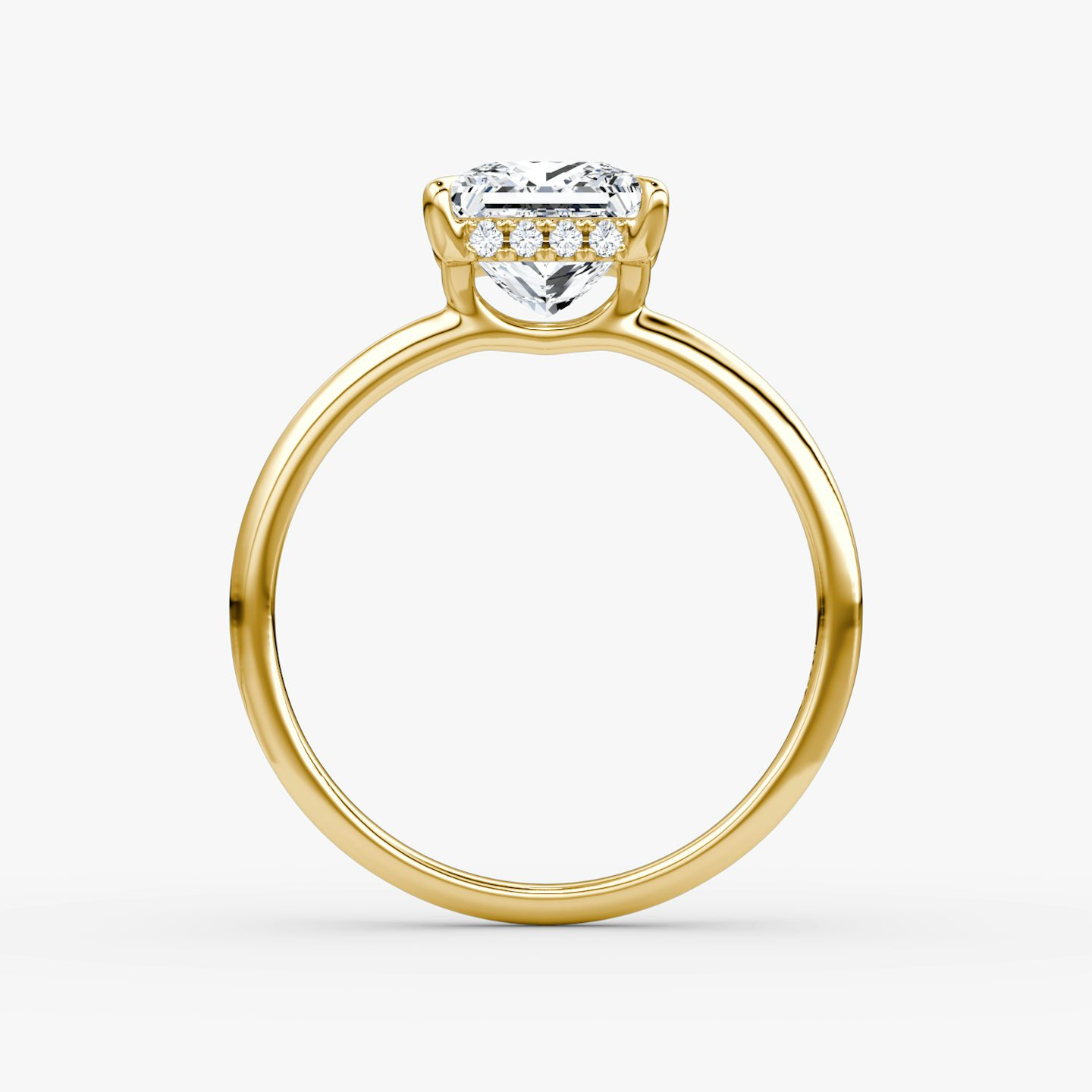 The Signature | Princess | 18k | 18k Yellow Gold | Band: Plain | Band width: Standard | Setting style: Hidden Halo | Diamond orientation: vertical | Carat weight: See full inventory