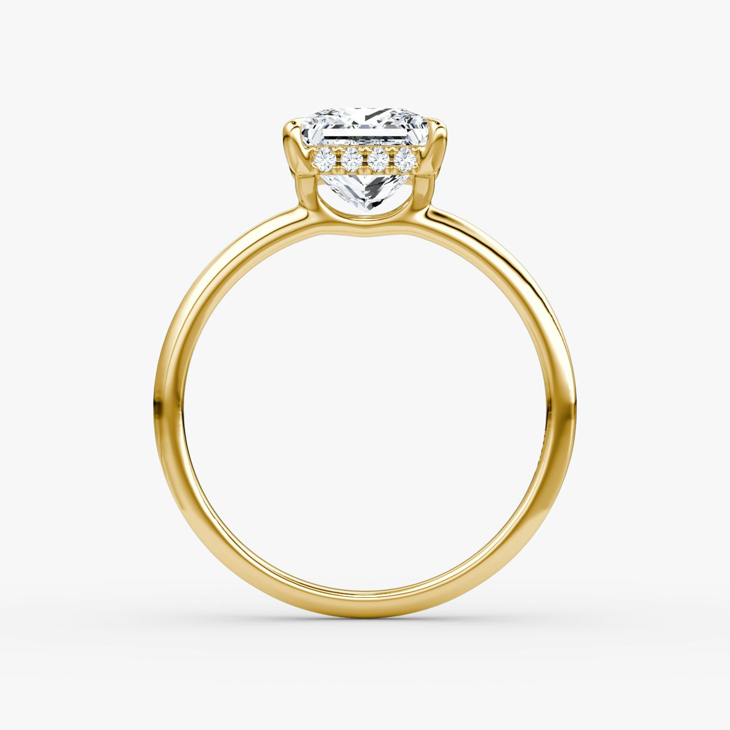 The Signature | Princess | 18k | 18k Yellow Gold | Band width: Standard | Band: Plain | Setting style: Hidden Halo | Diamond orientation: vertical | Carat weight: See full inventory
