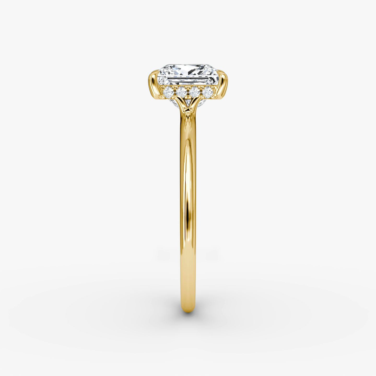 The Signature | Princess | 18k | 18k Yellow Gold | Band: Plain | Band width: Standard | Setting style: Hidden Halo | Diamond orientation: vertical | Carat weight: See full inventory